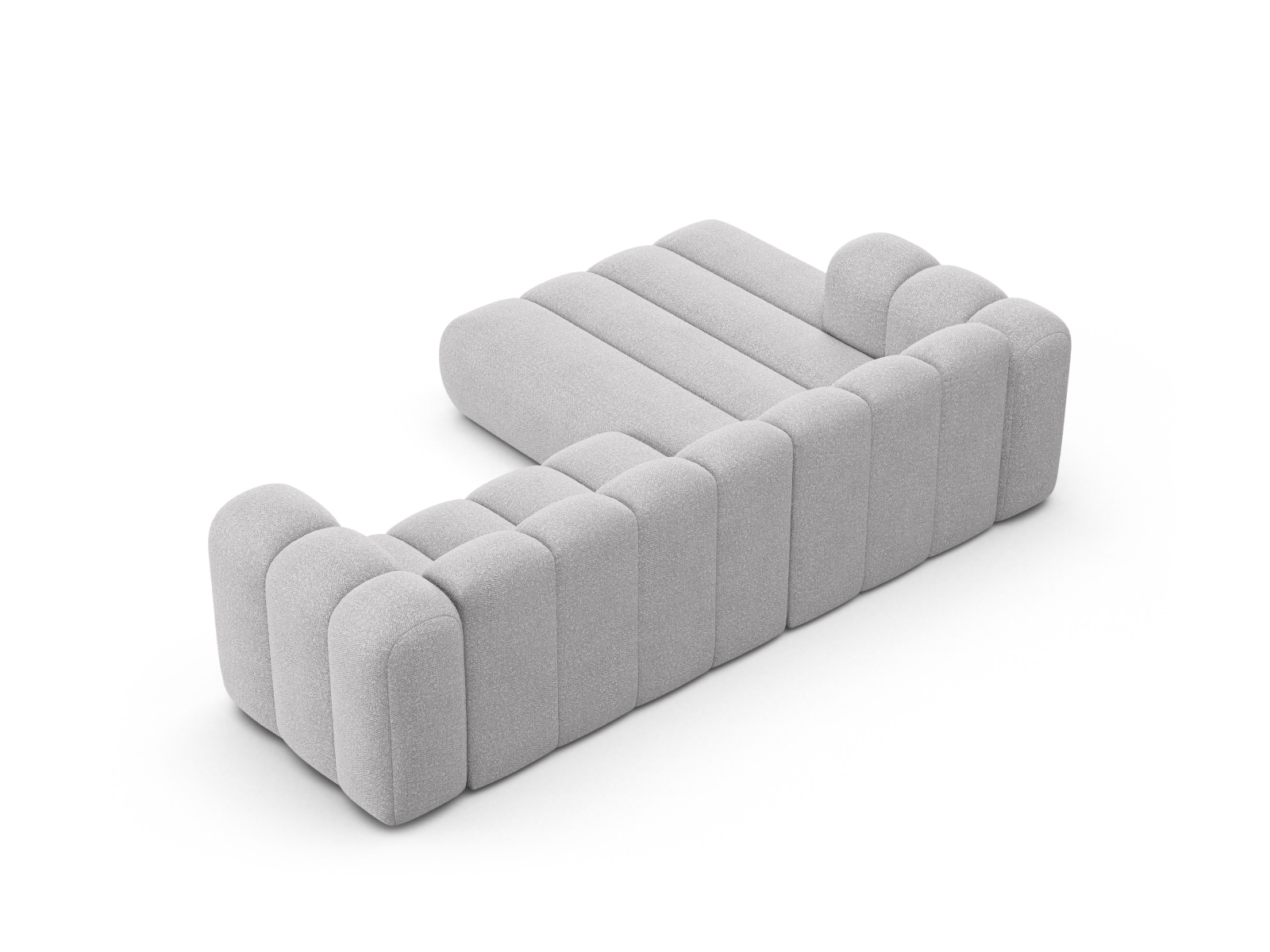 Boucle Modular Left Corner Sofa, "Lupine", 4 Seats, 260x177x70