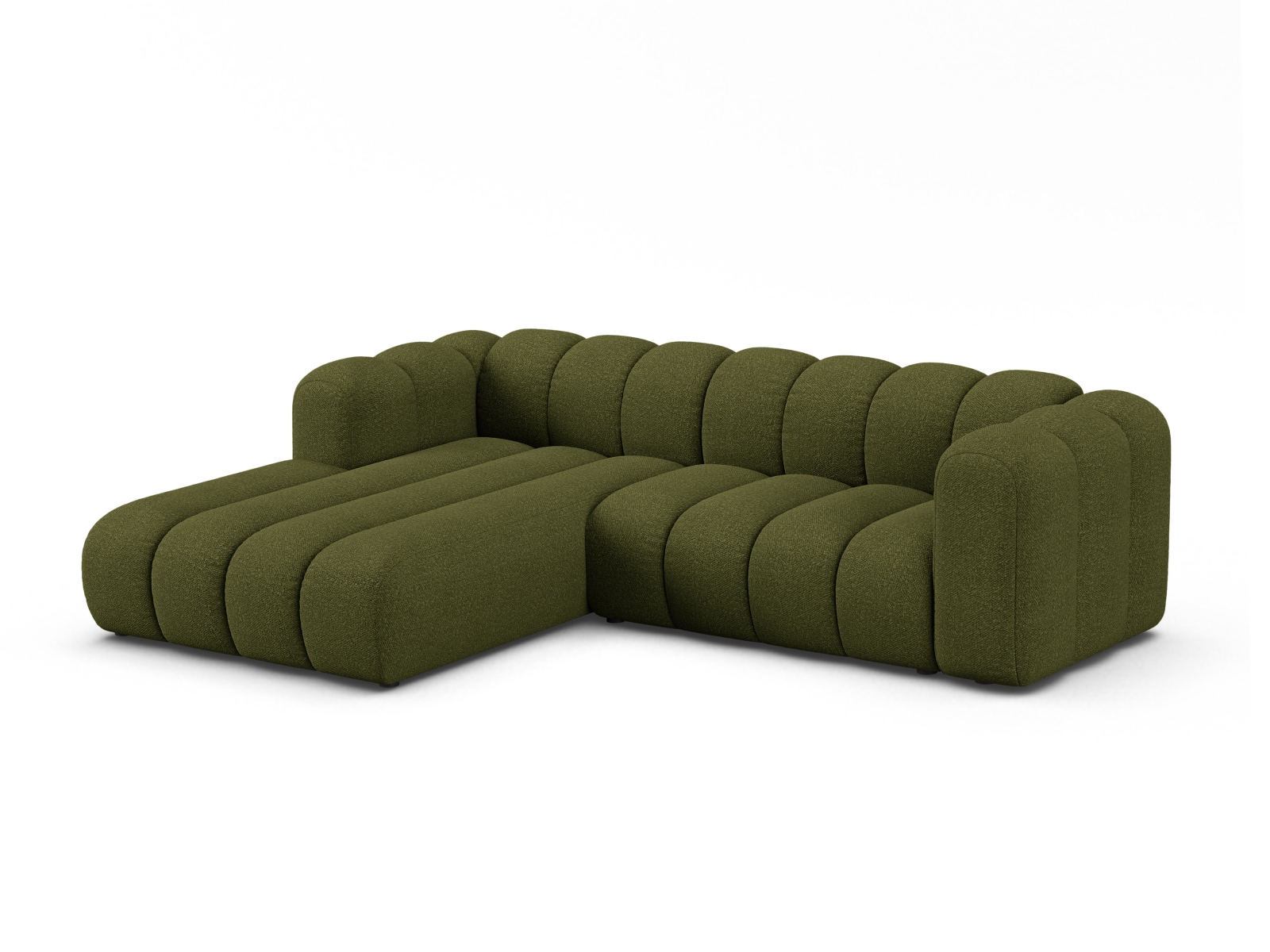 Boucle Modular Left Corner Sofa, "Lupine", 4 Seats, 260x177x70