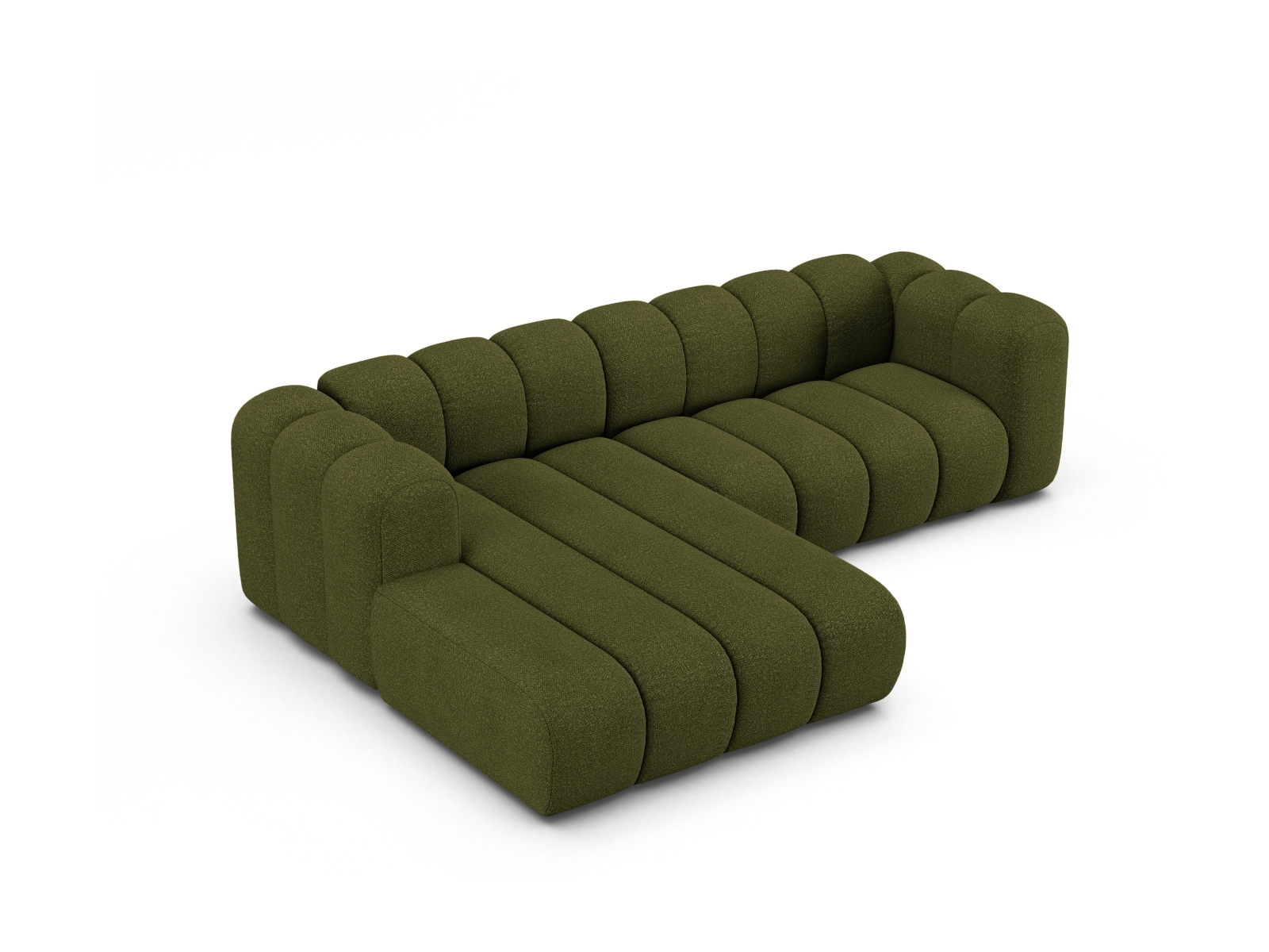Boucle Modular Left Corner Sofa, "Lupine", 4 Seats, 260x177x70