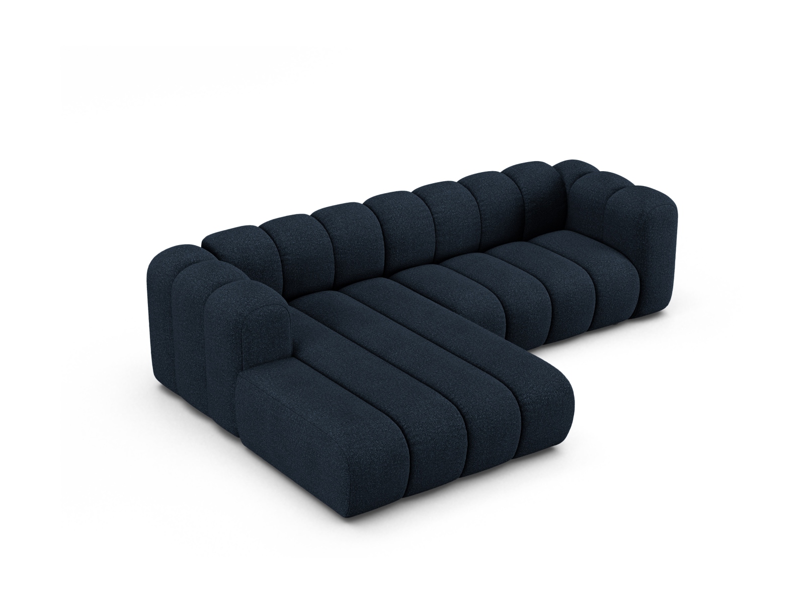Boucle Modular Left Corner Sofa, "Lupine", 4 Seats, 260x177x70