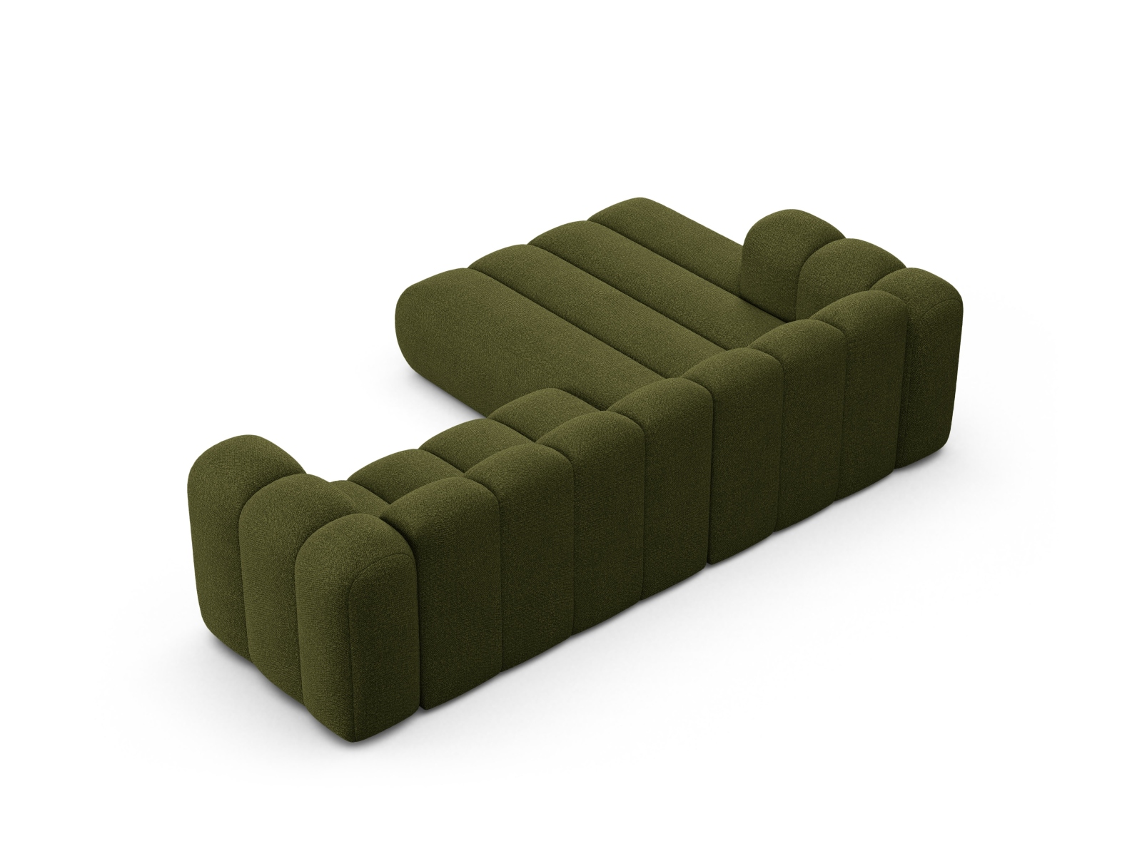 Boucle Modular Left Corner Sofa, "Lupine", 4 Seats, 260x177x70