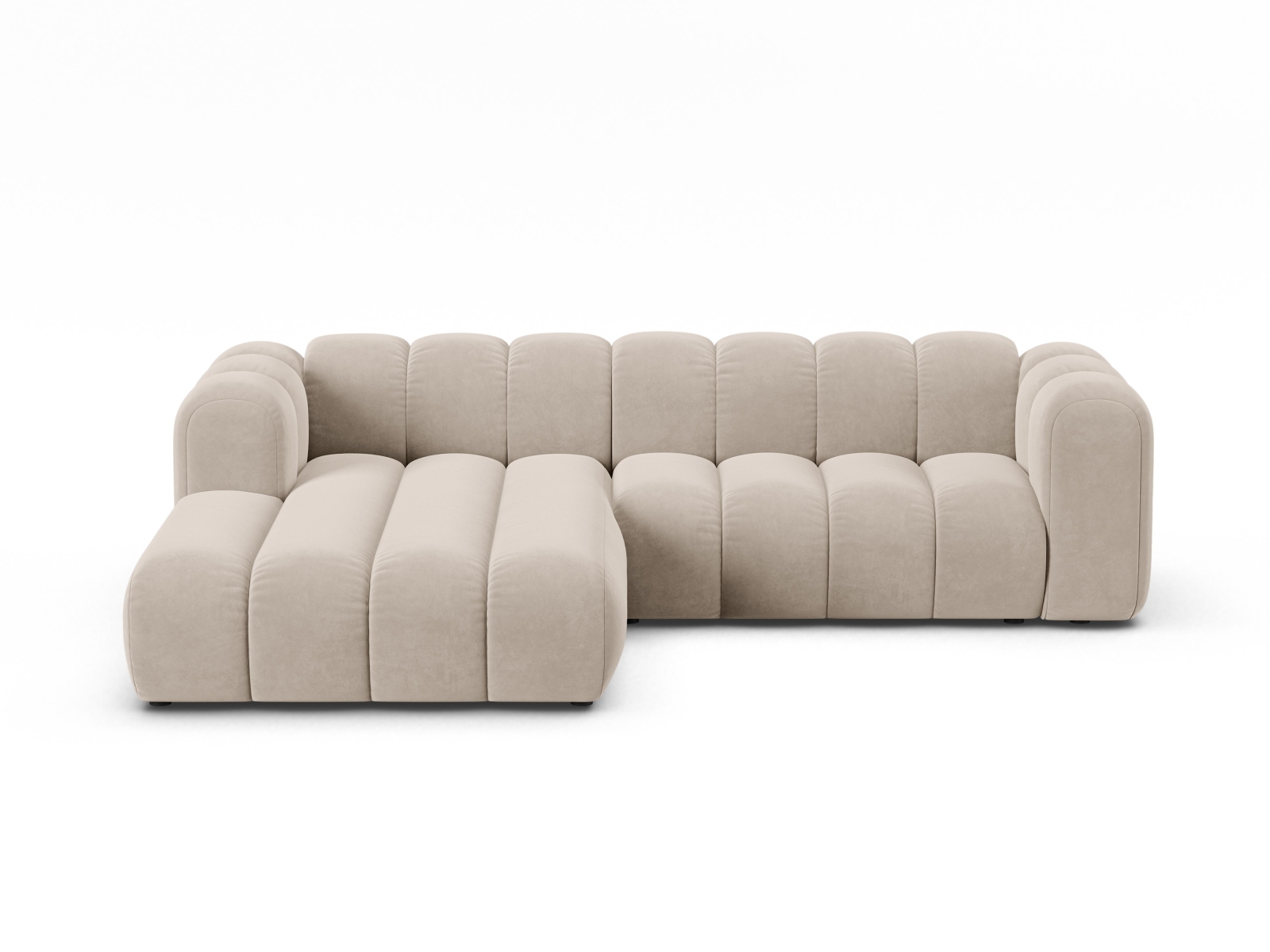 Velvet Modular Left Corner Sofa, "Lupine", 4 Seats, 260x177x70