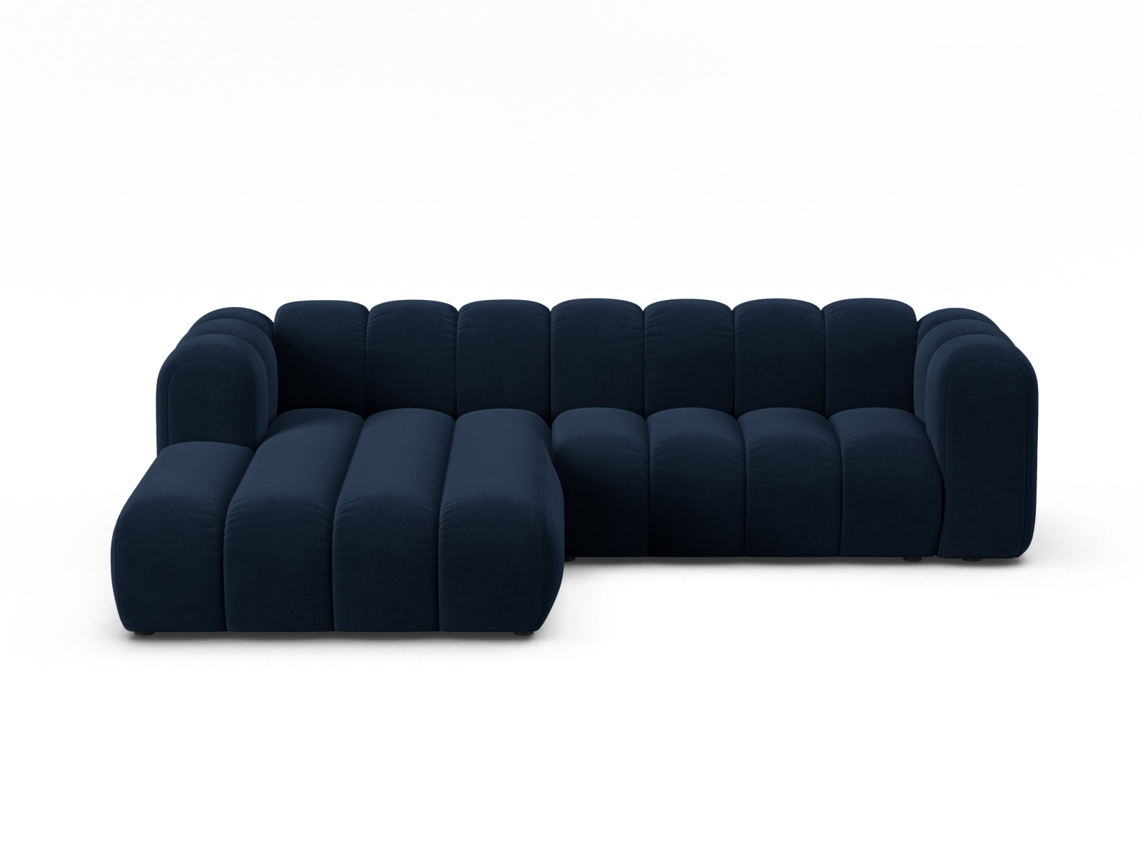 Velvet Modular Left Corner Sofa, "Lupine", 4 Seats, 260x177x70