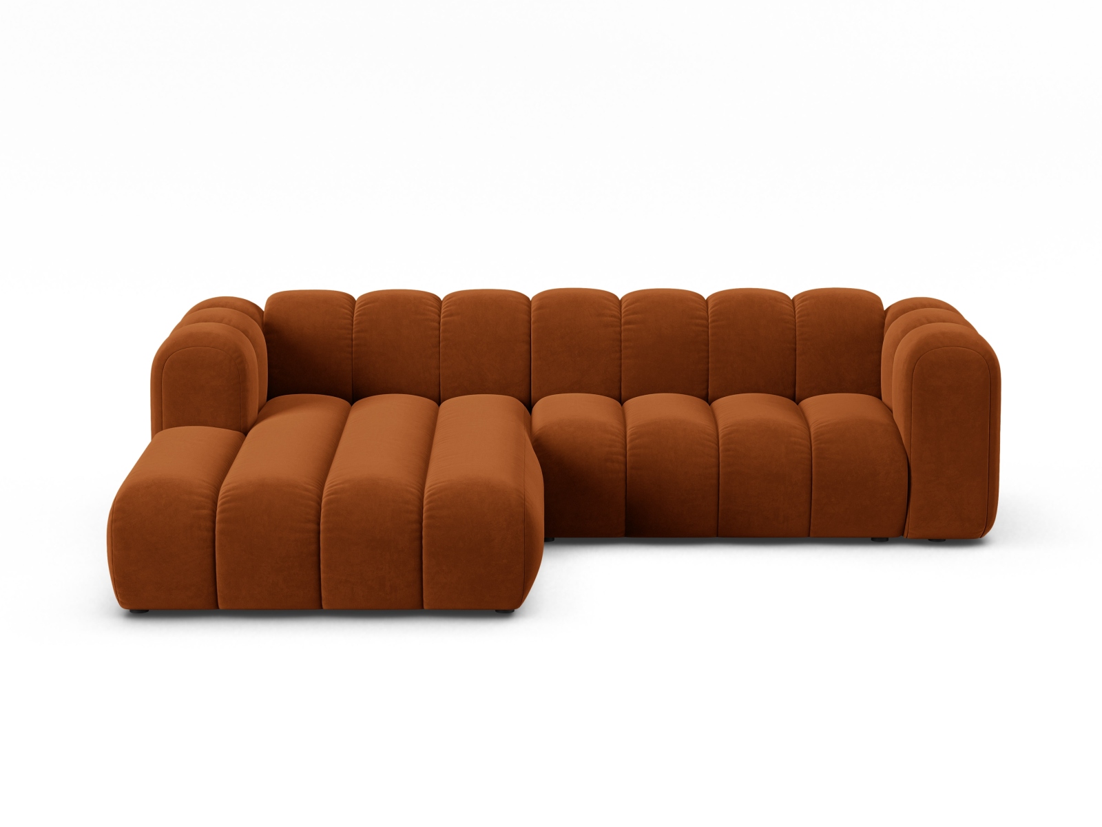 Velvet Modular Left Corner Sofa, "Lupine", 4 Seats, 260x177x70