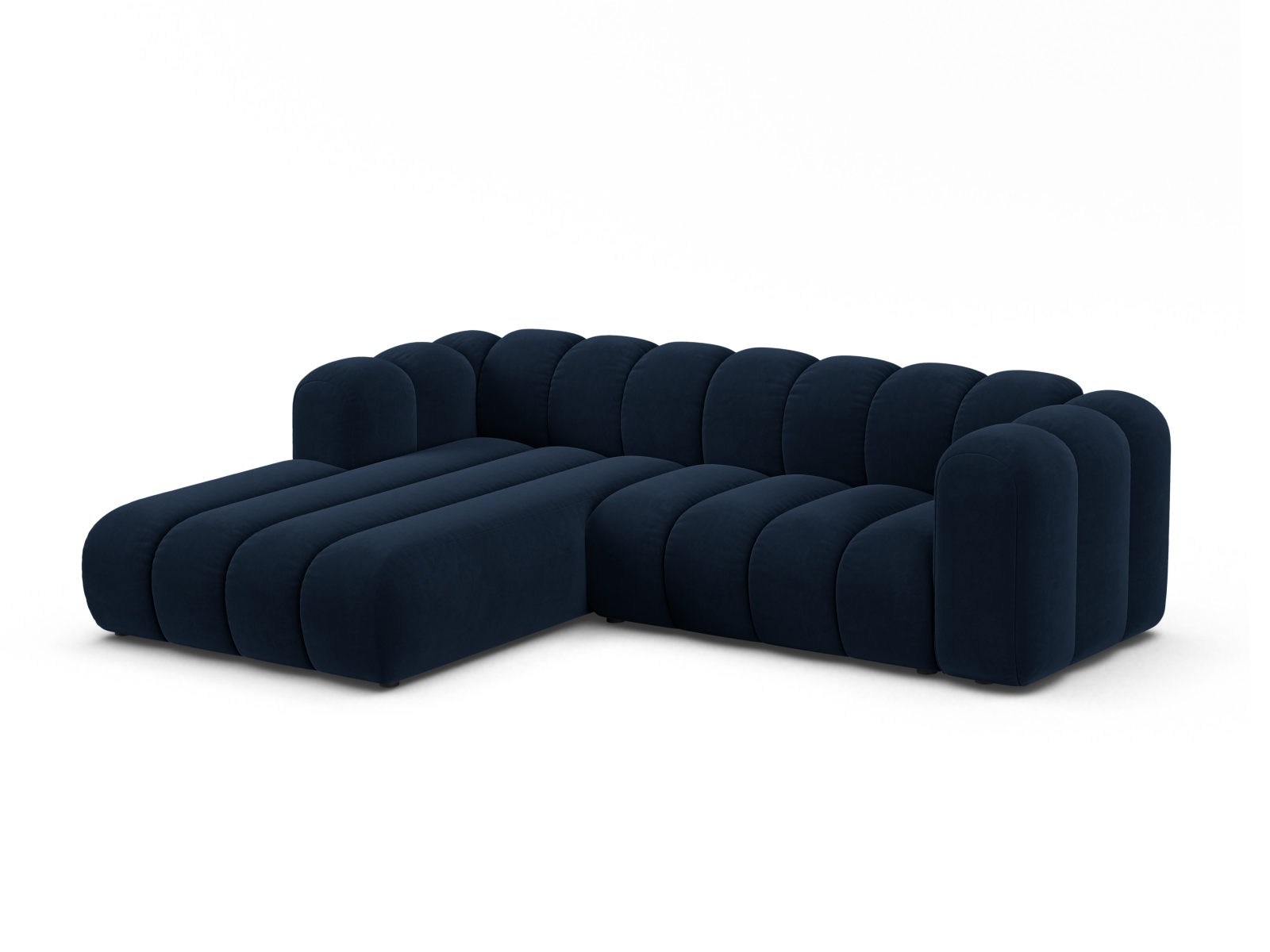 Velvet Modular Left Corner Sofa, "Lupine", 4 Seats, 260x177x70