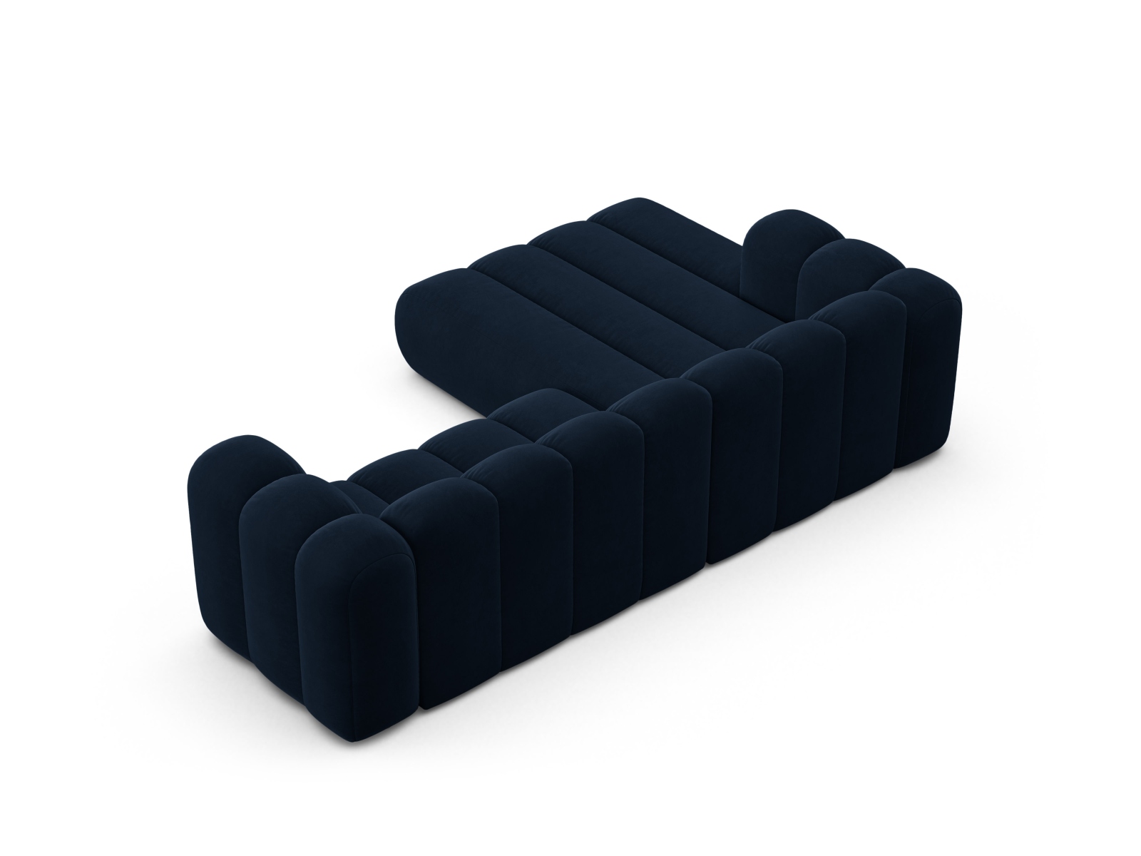 Velvet Modular Left Corner Sofa, "Lupine", 4 Seats, 260x177x70