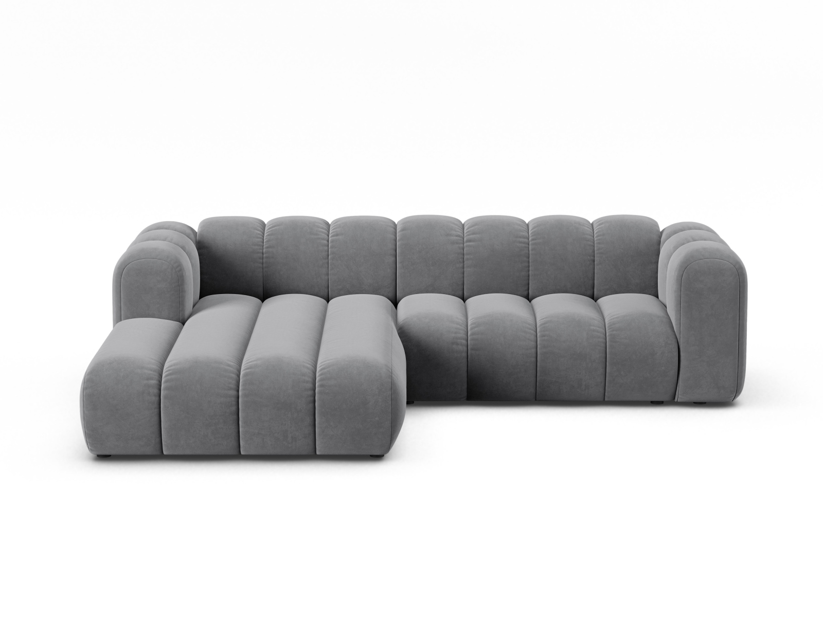 Velvet Modular Left Corner Sofa, "Lupine", 4 Seats, 260x177x70