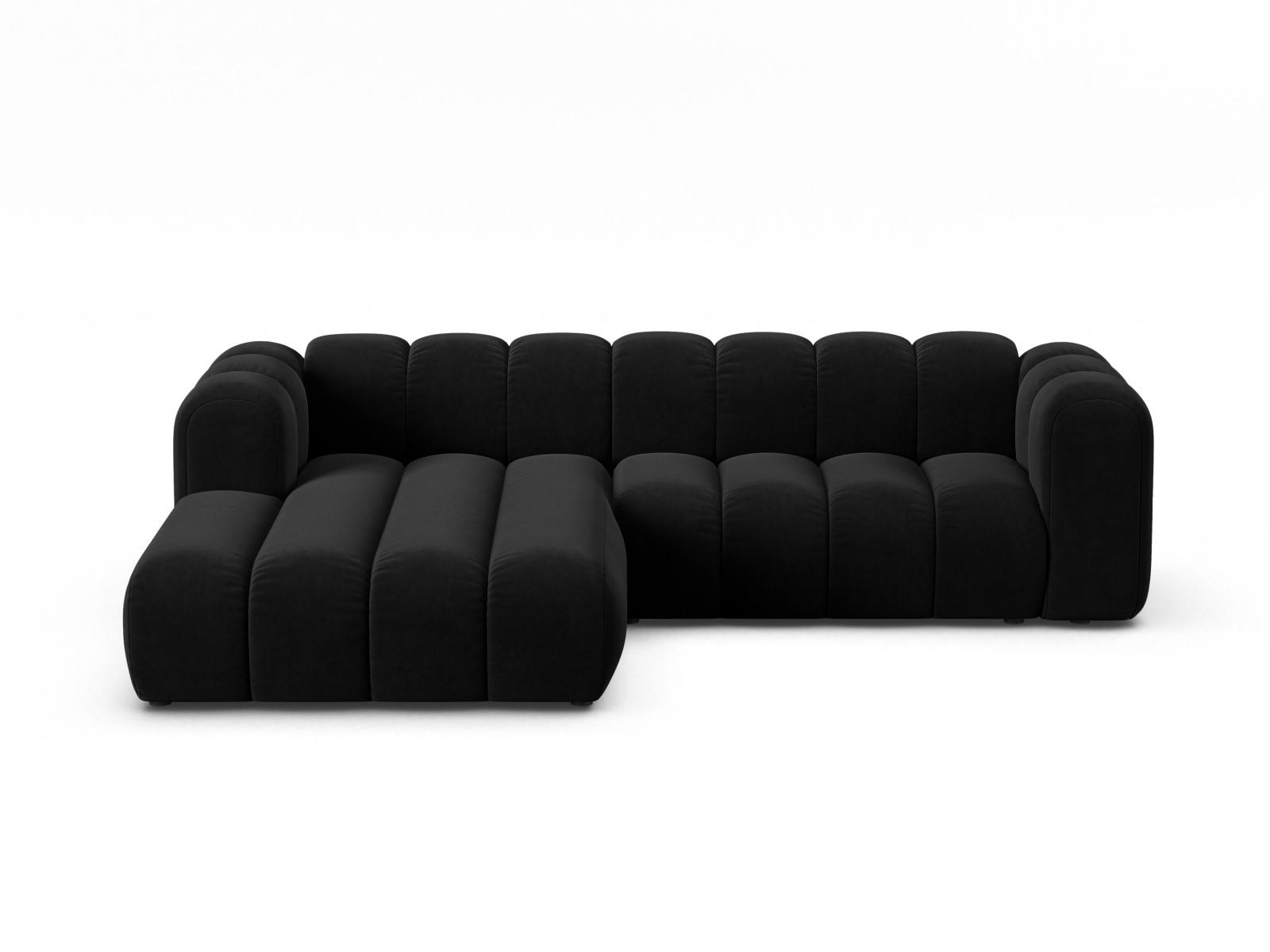 Velvet Modular Left Corner Sofa, "Lupine", 4 Seats, 260x177x70