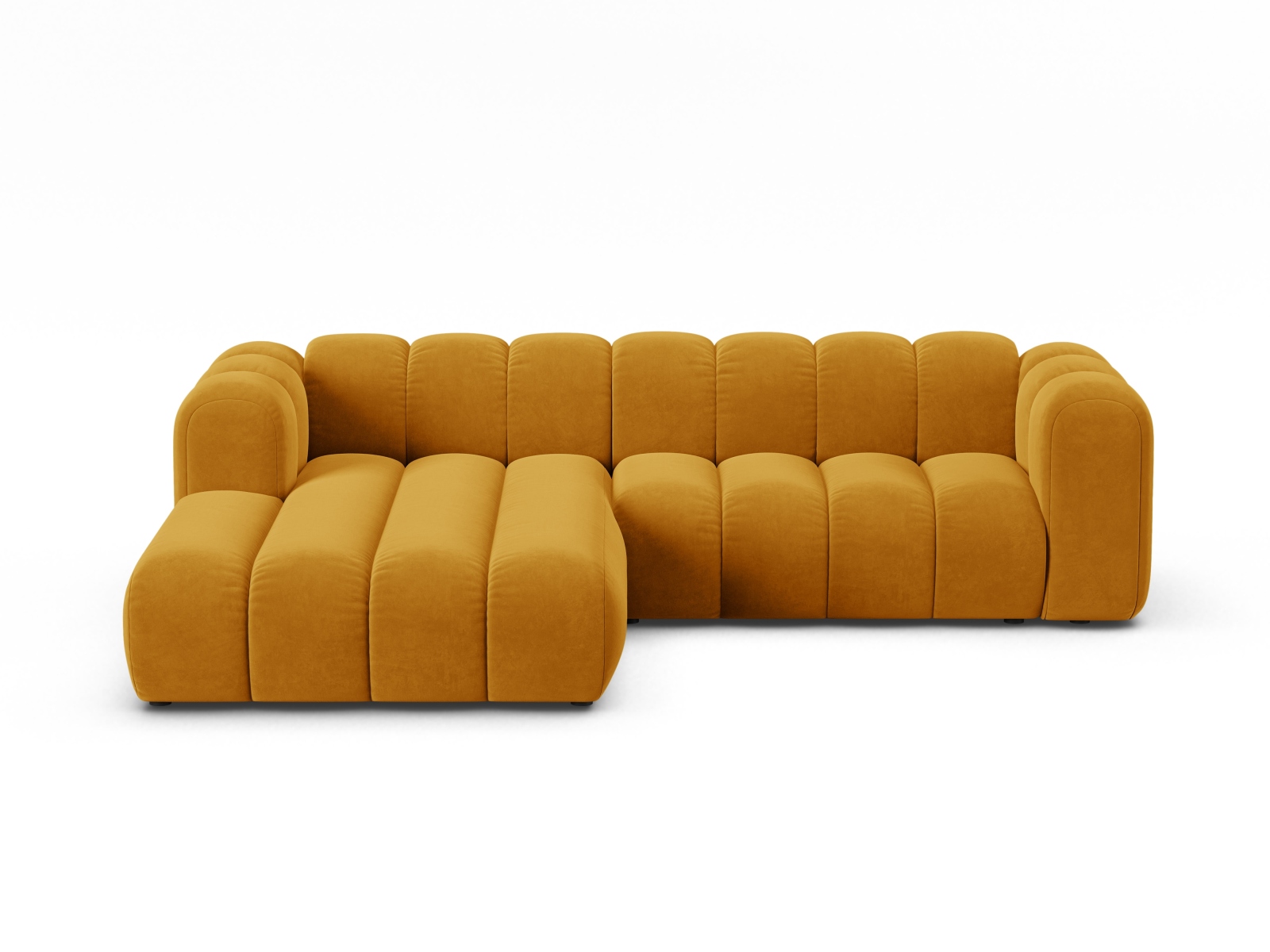 Velvet Modular Left Corner Sofa, "Lupine", 4 Seats, 260x177x70