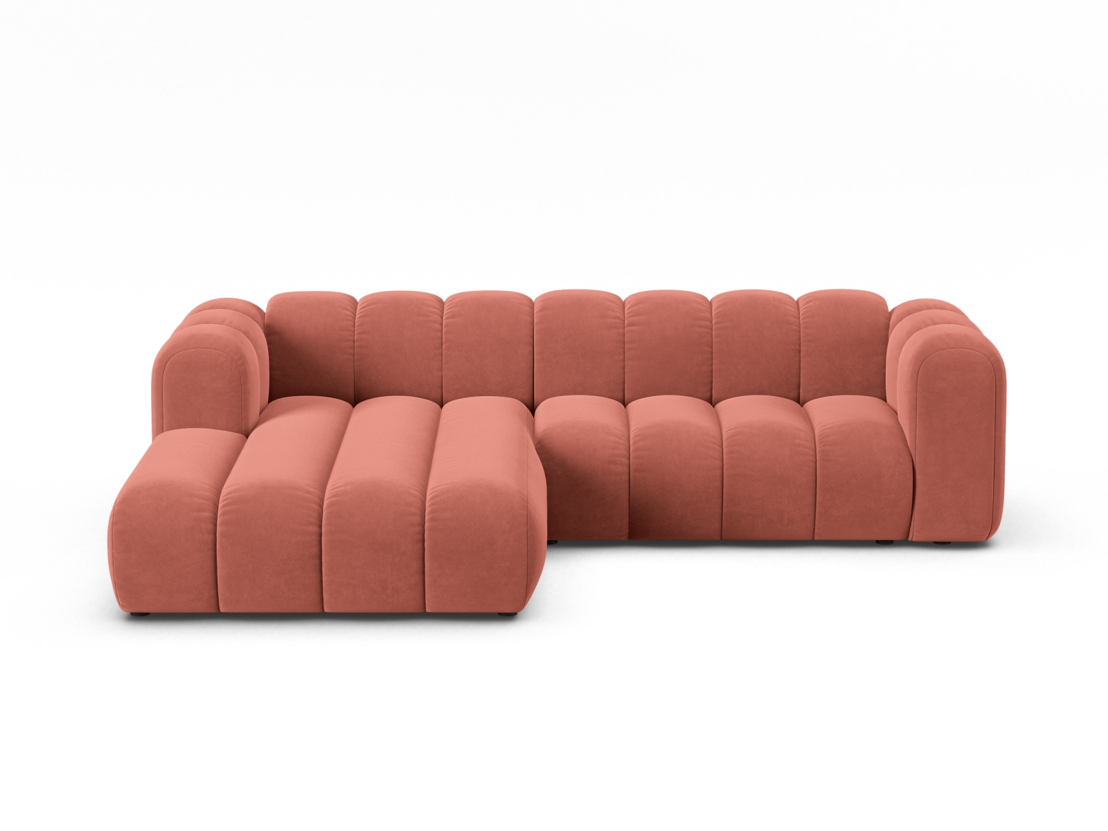 Velvet Modular Left Corner Sofa, "Lupine", 4 Seats, 260x177x70