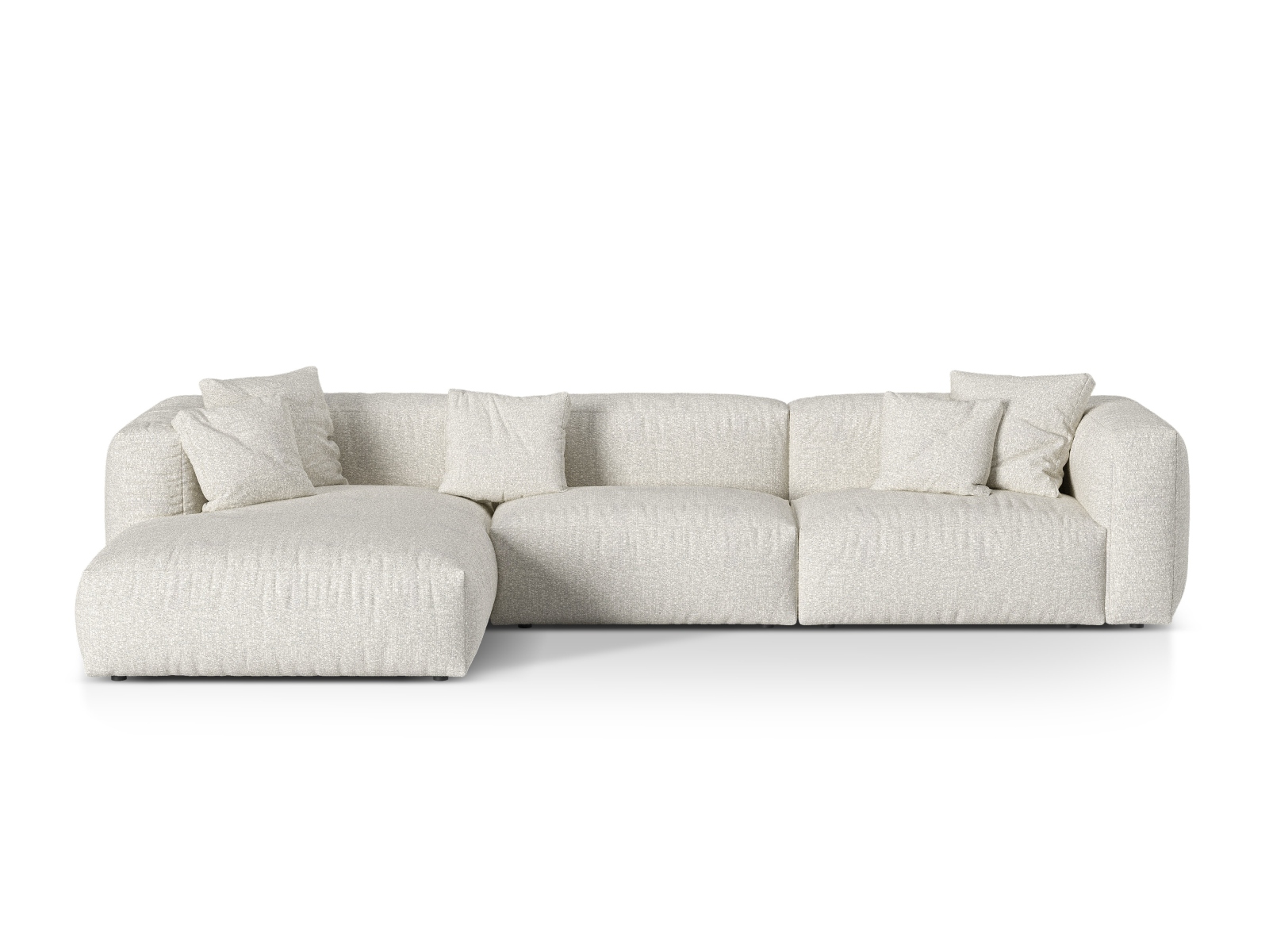 Boucle Modular Left Corner Sofa XL, "Martina", 3 Seats, 330x176x75