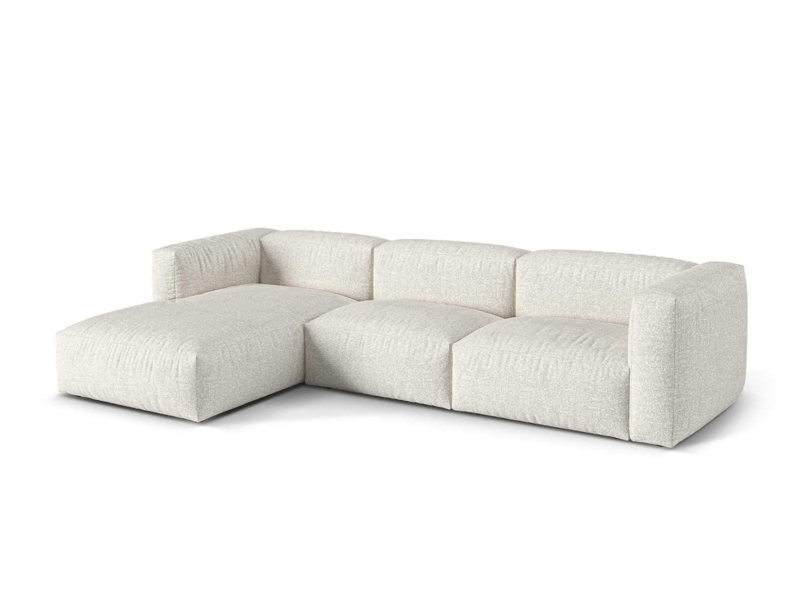 Boucle Modular Left Corner Sofa XL, "Martina", 3 Seats, 330x176x75