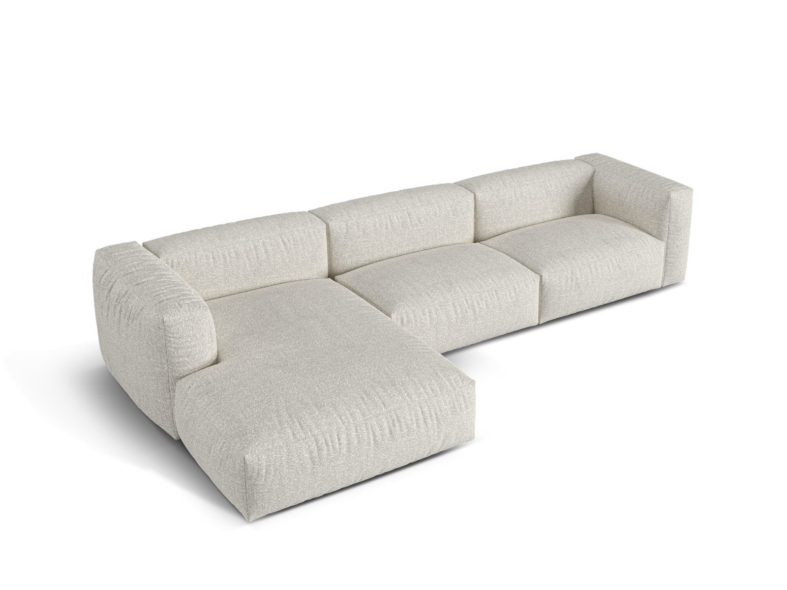 Boucle Modular Left Corner Sofa XL, "Martina", 3 Seats, 330x176x75