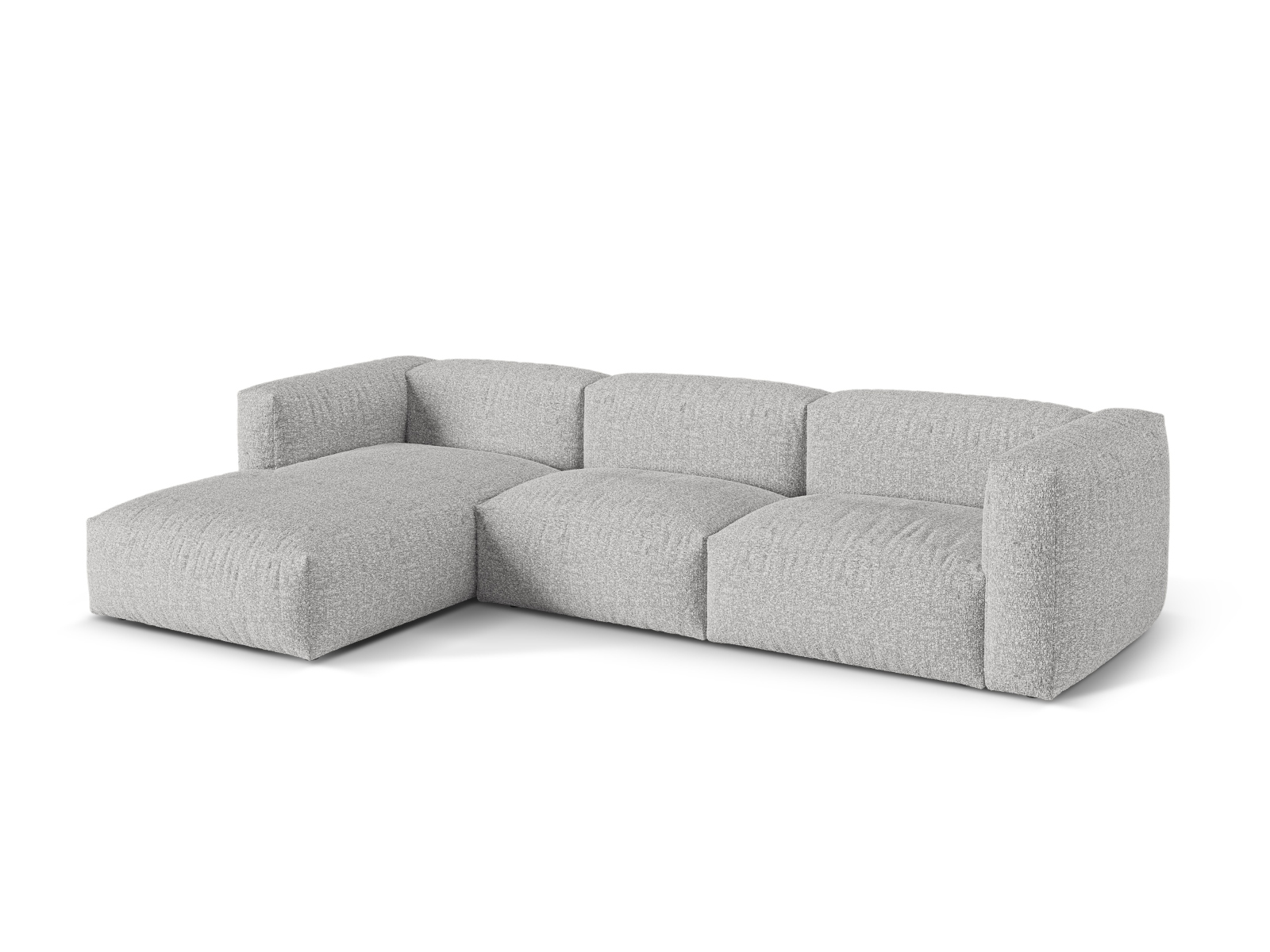 Boucle Modular Left Corner Sofa XL, "Martina", 3 Seats, 330x176x75