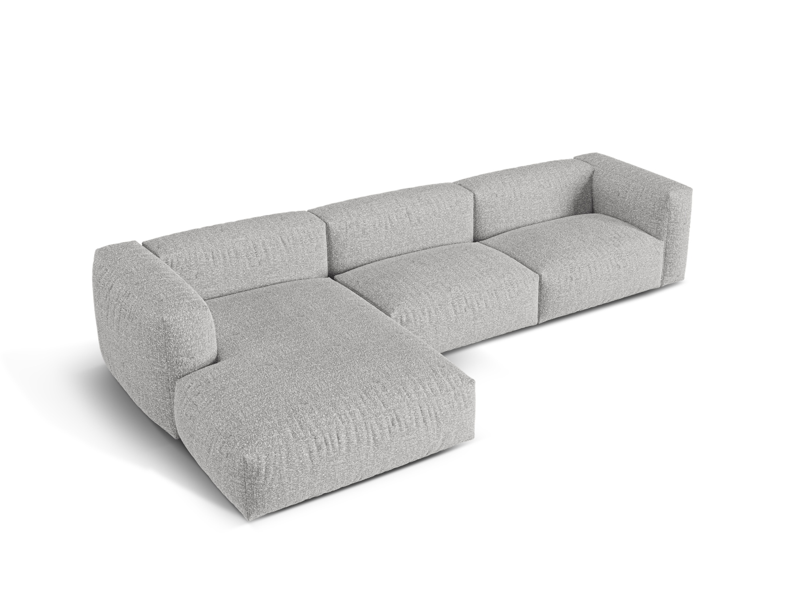 Boucle Modular Left Corner Sofa XL, "Martina", 3 Seats, 330x176x75