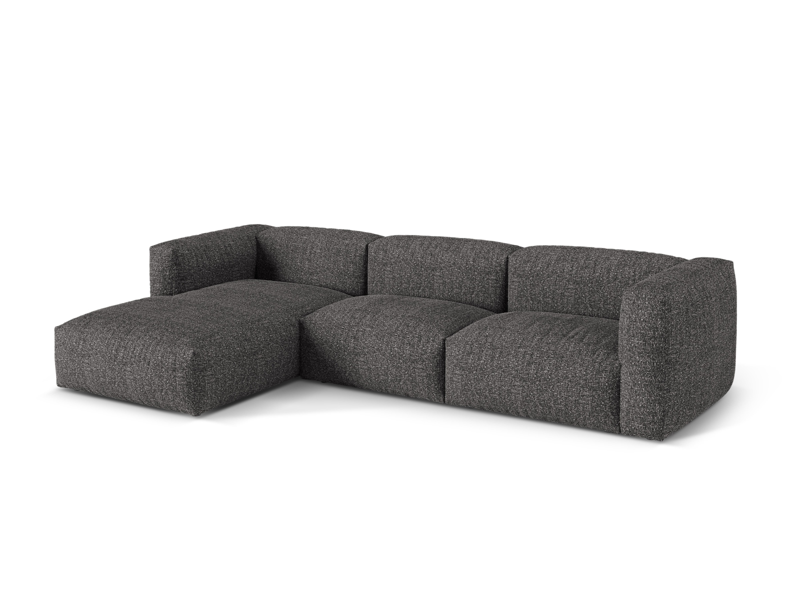 Boucle Modular Left Corner Sofa XL, "Martina", 3 Seats, 330x176x75