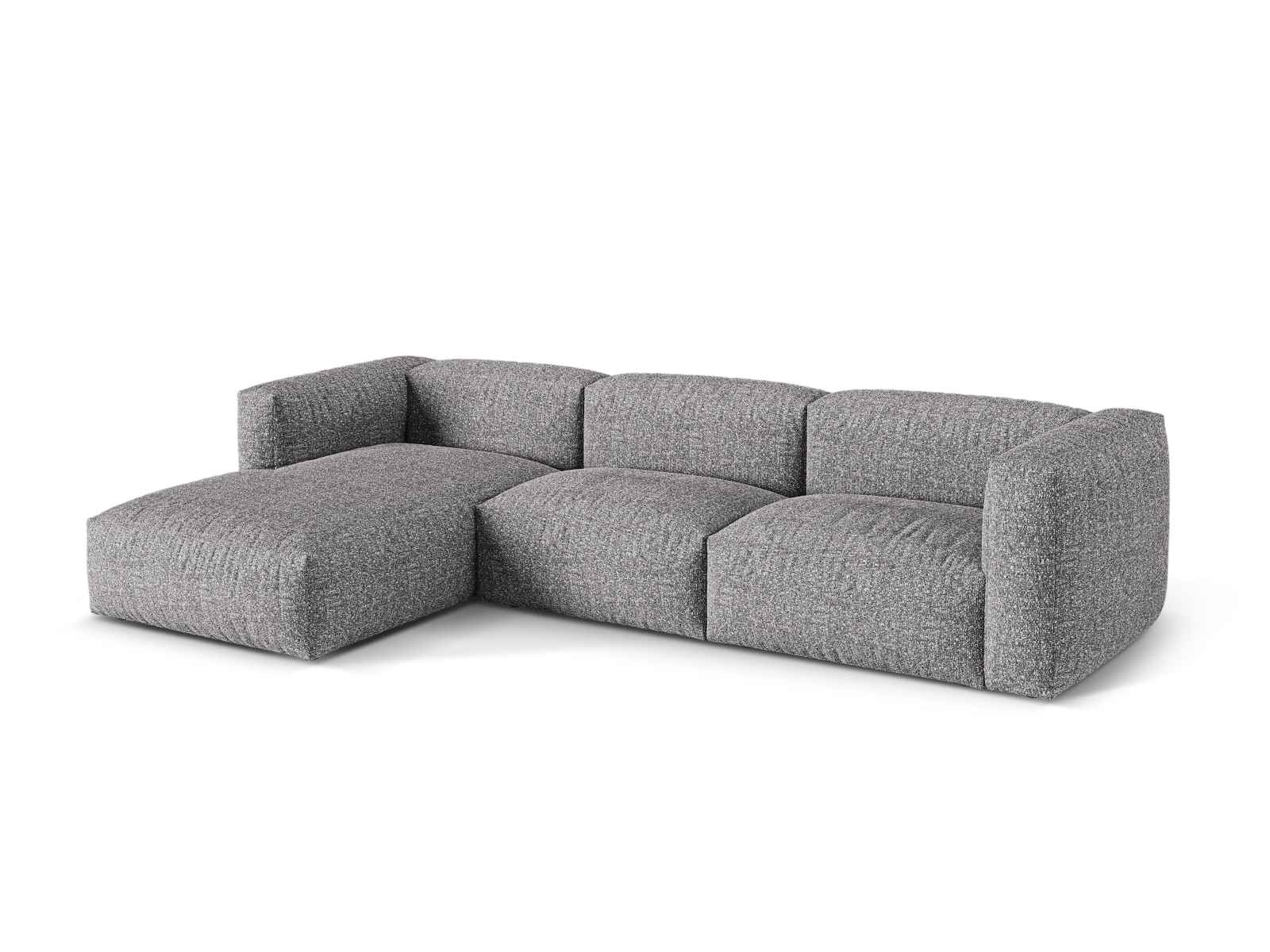 Boucle Modular Left Corner Sofa XL, "Martina", 3 Seats, 330x176x75