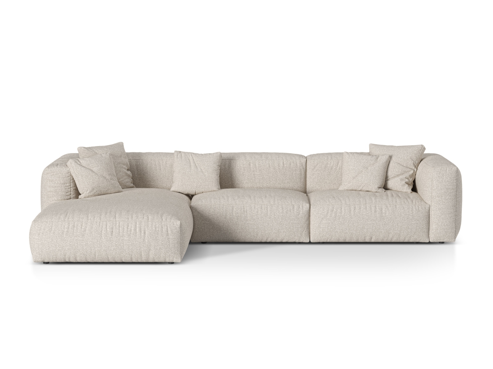 Boucle Modular Left Corner Sofa XL, "Martina", 3 Seats, 330x176x75