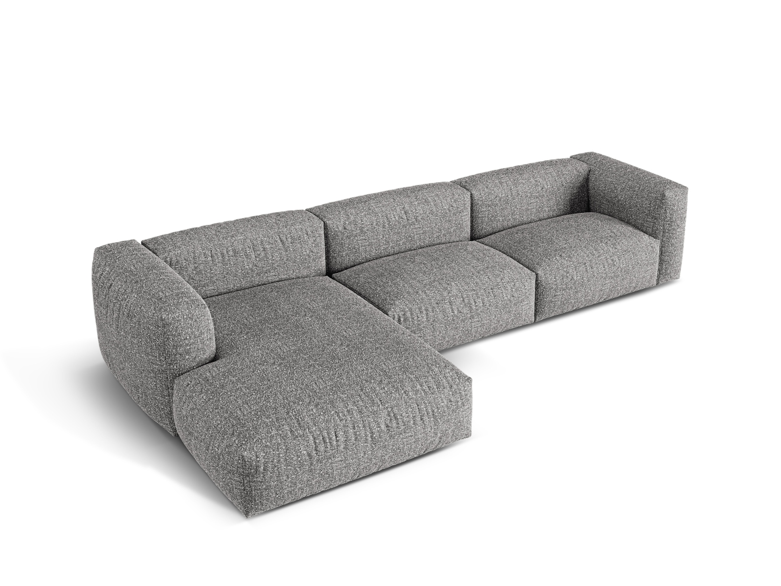 Boucle Modular Left Corner Sofa XL, "Martina", 3 Seats, 330x176x75