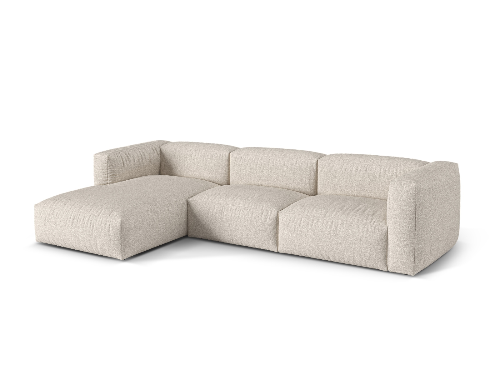 Boucle Modular Left Corner Sofa XL, "Martina", 3 Seats, 330x176x75