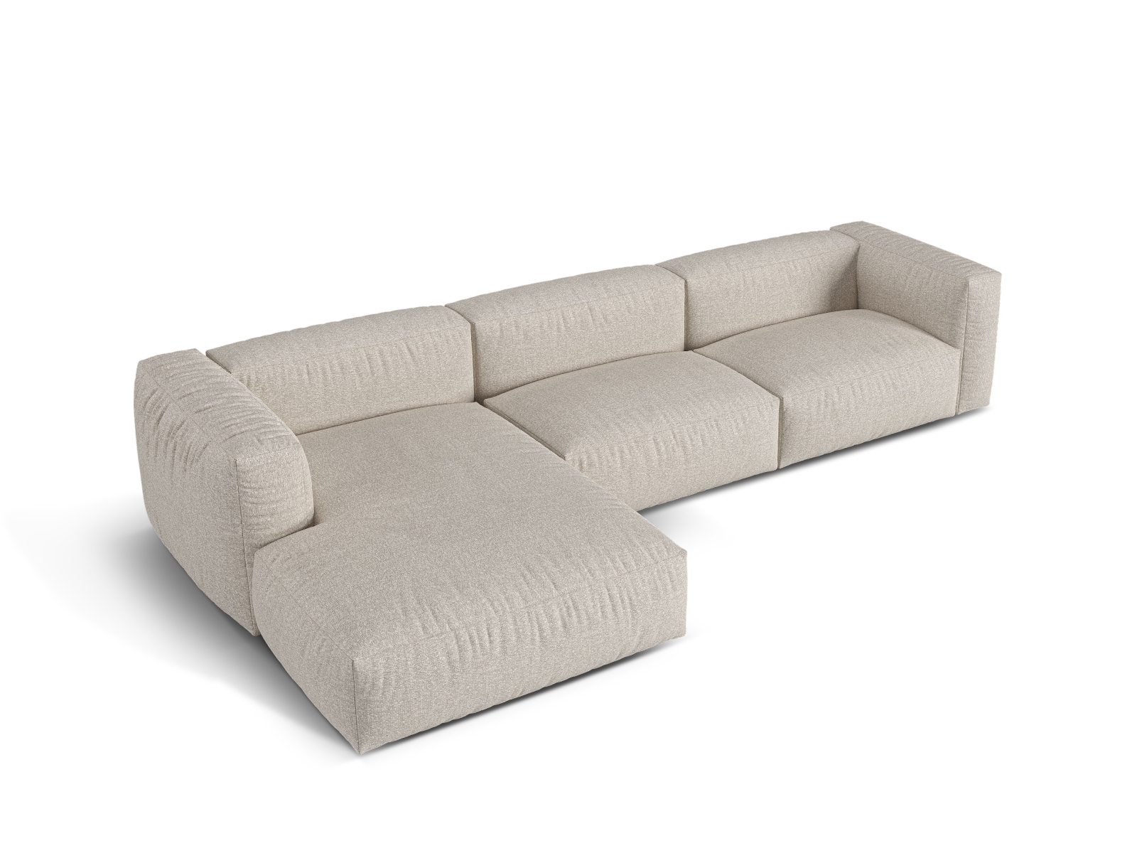 Boucle Modular Left Corner Sofa XL, "Martina", 3 Seats, 330x176x75