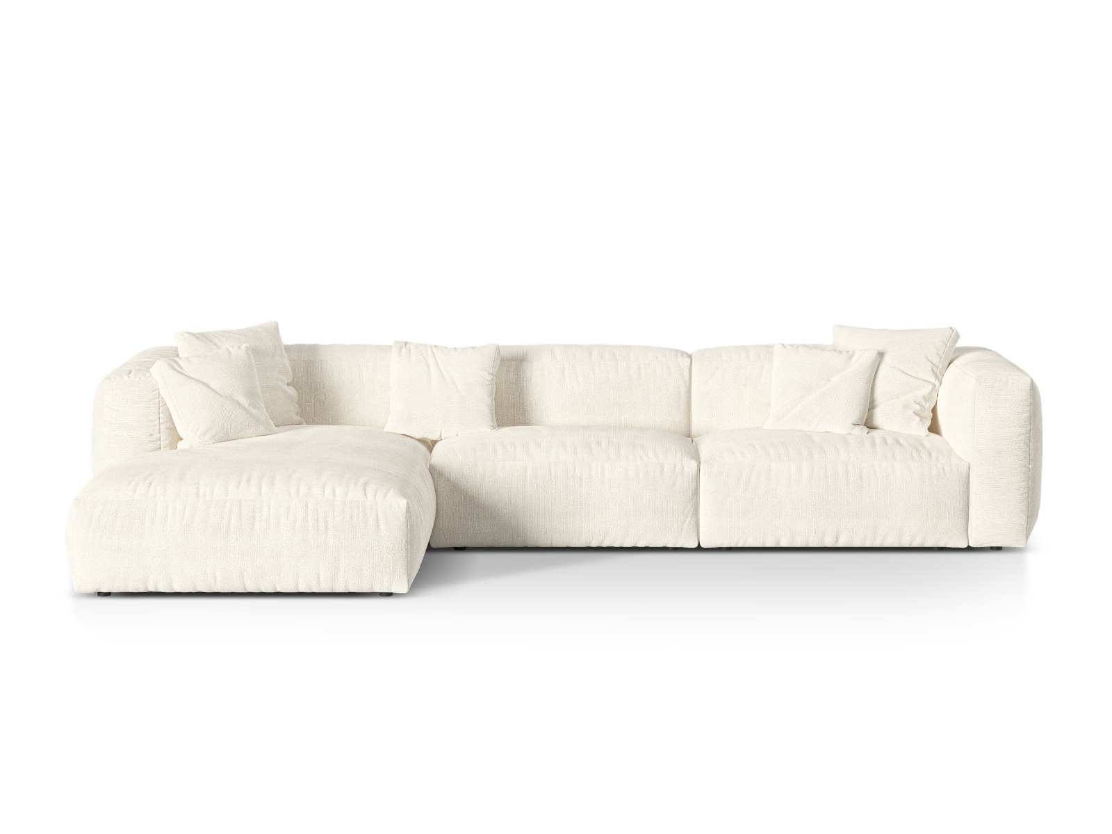 Boucle Modular Left Corner Sofa XL, "Martina", 3 Seats, 330x176x75