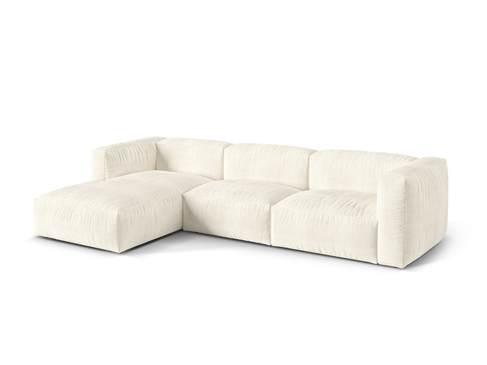 Boucle Modular Left Corner Sofa XL, "Martina", 3 Seats, 330x176x75