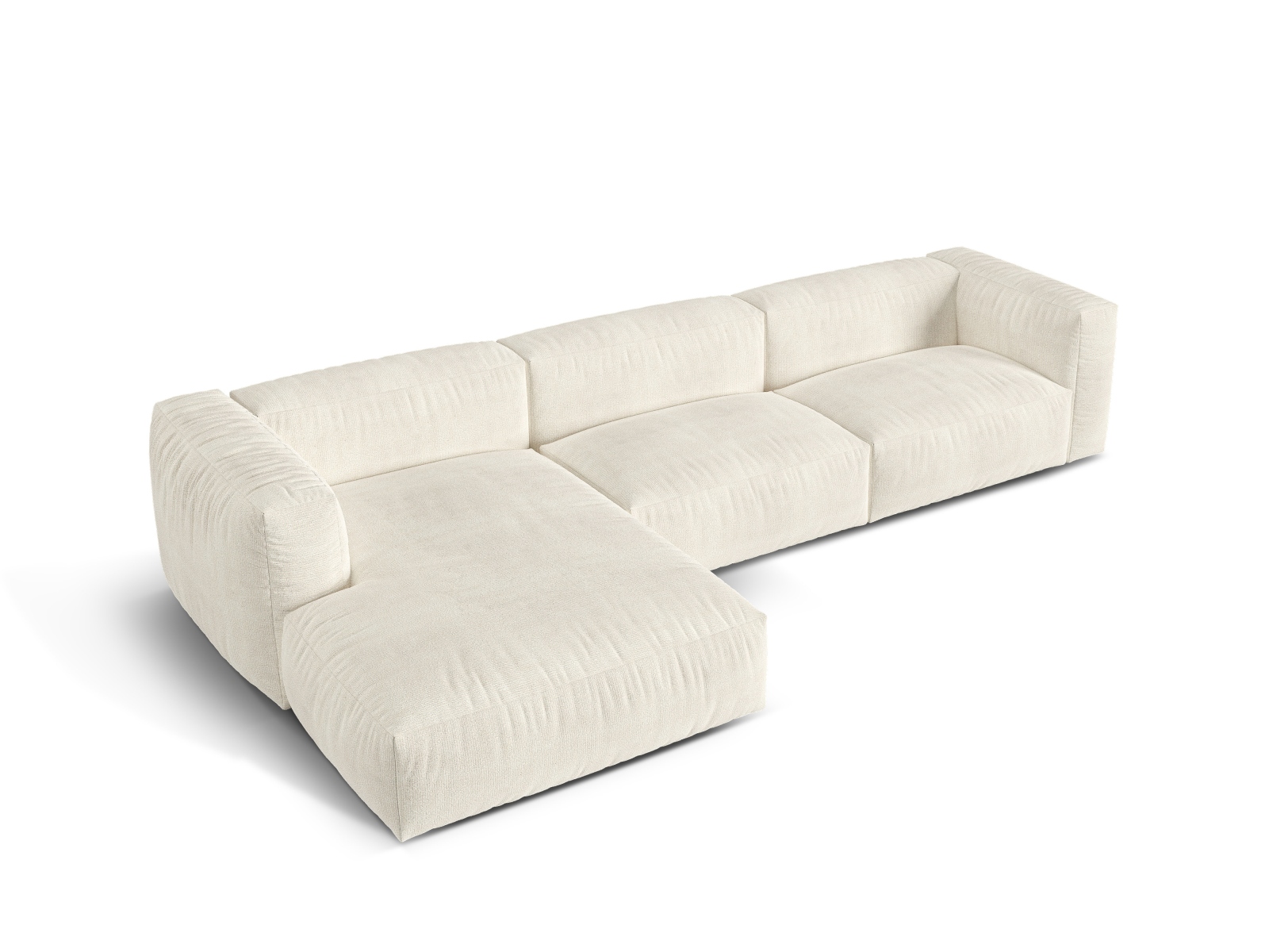 Boucle Modular Left Corner Sofa XL, "Martina", 3 Seats, 330x176x75