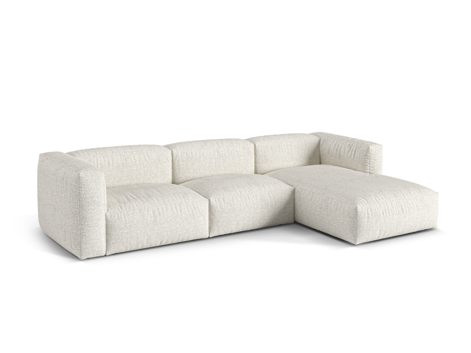 Boucle Modular Right Corner Sofa XL, "Martina", 3 Seats, 330x176x75