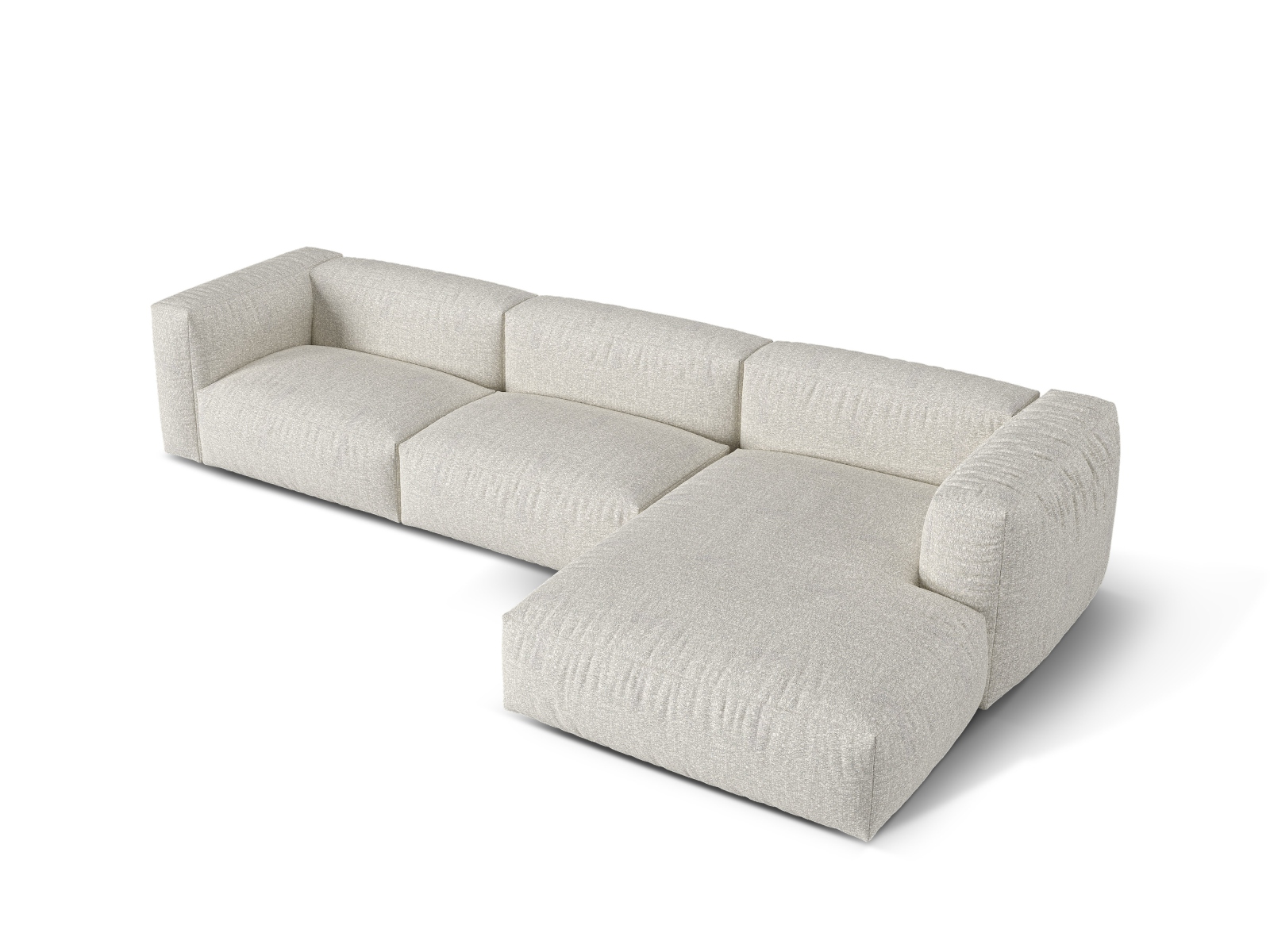 Boucle Modular Right Corner Sofa XL, "Martina", 3 Seats, 330x176x75