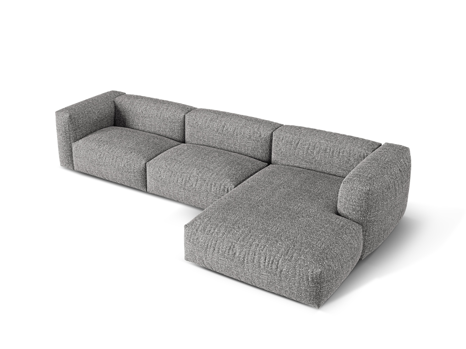 Boucle Modular Right Corner Sofa XL, "Martina", 3 Seats, 330x176x75