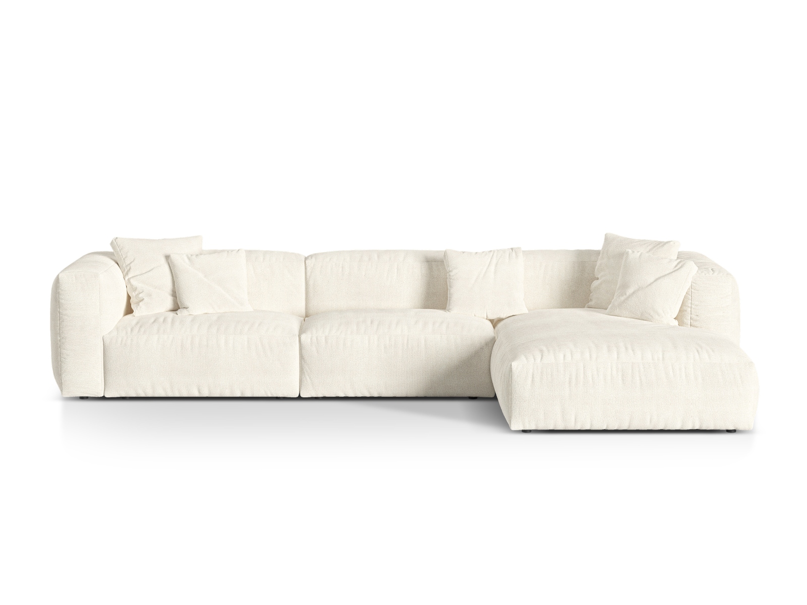 Boucle Modular Right Corner Sofa XL, "Martina", 3 Seats, 330x176x75