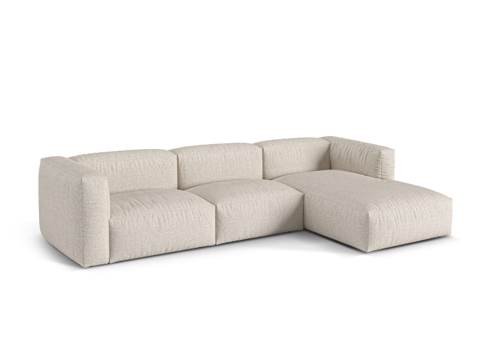 Boucle Modular Right Corner Sofa XL, "Martina", 3 Seats, 330x176x75