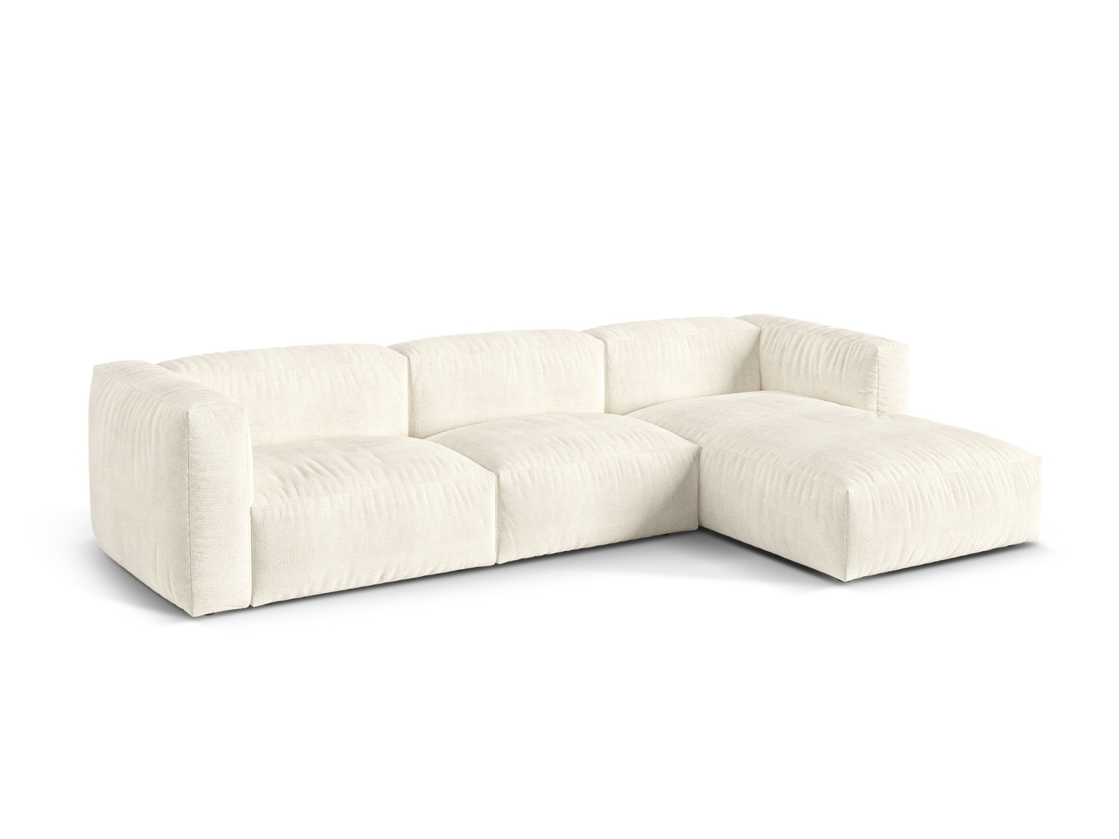 Boucle Modular Right Corner Sofa XL, "Martina", 3 Seats, 330x176x75