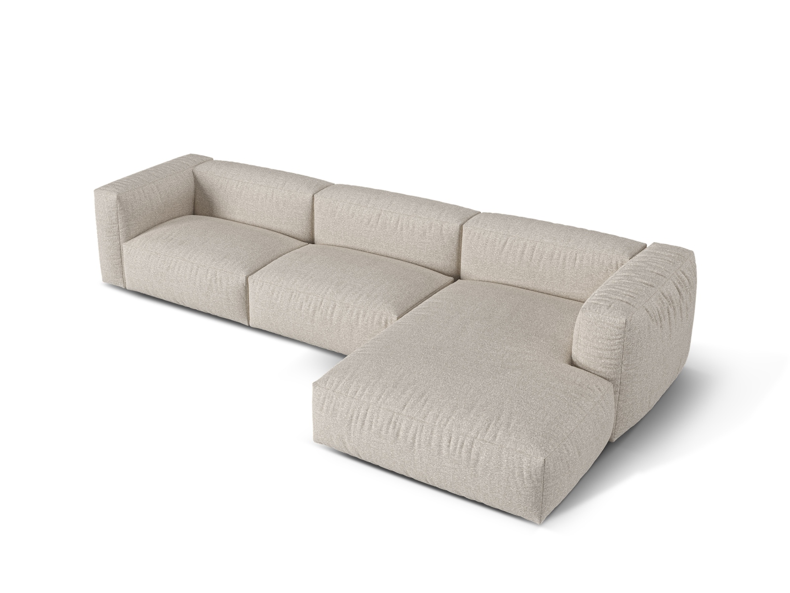 Boucle Modular Right Corner Sofa XL, "Martina", 3 Seats, 330x176x75