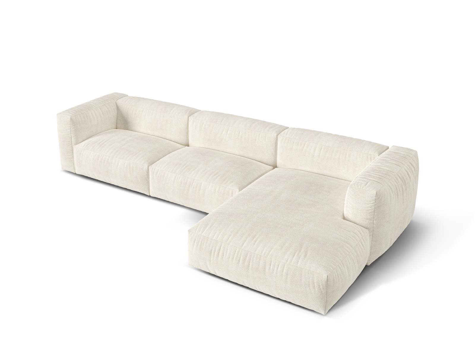 Boucle Modular Right Corner Sofa XL, "Martina", 3 Seats, 330x176x75