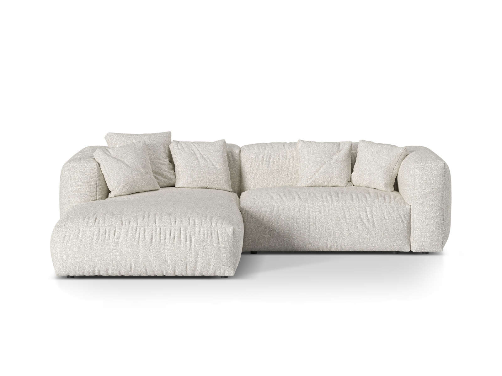 Boucle Modular Left Corner Sofa XL, "Martina", 2 Seats, 280x176x75