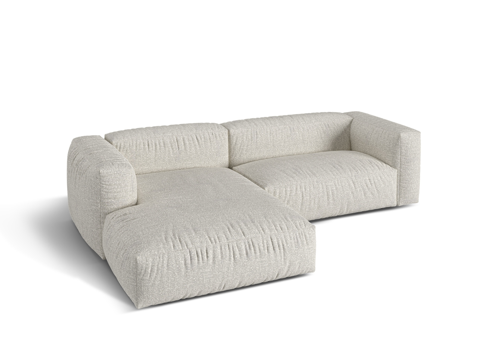 Boucle Modular Left Corner Sofa XL, "Martina", 2 Seats, 280x176x75