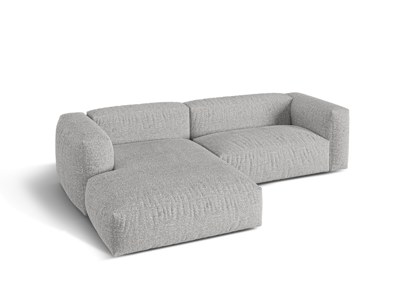 Boucle Modular Left Corner Sofa XL, "Martina", 2 Seats, 280x176x75