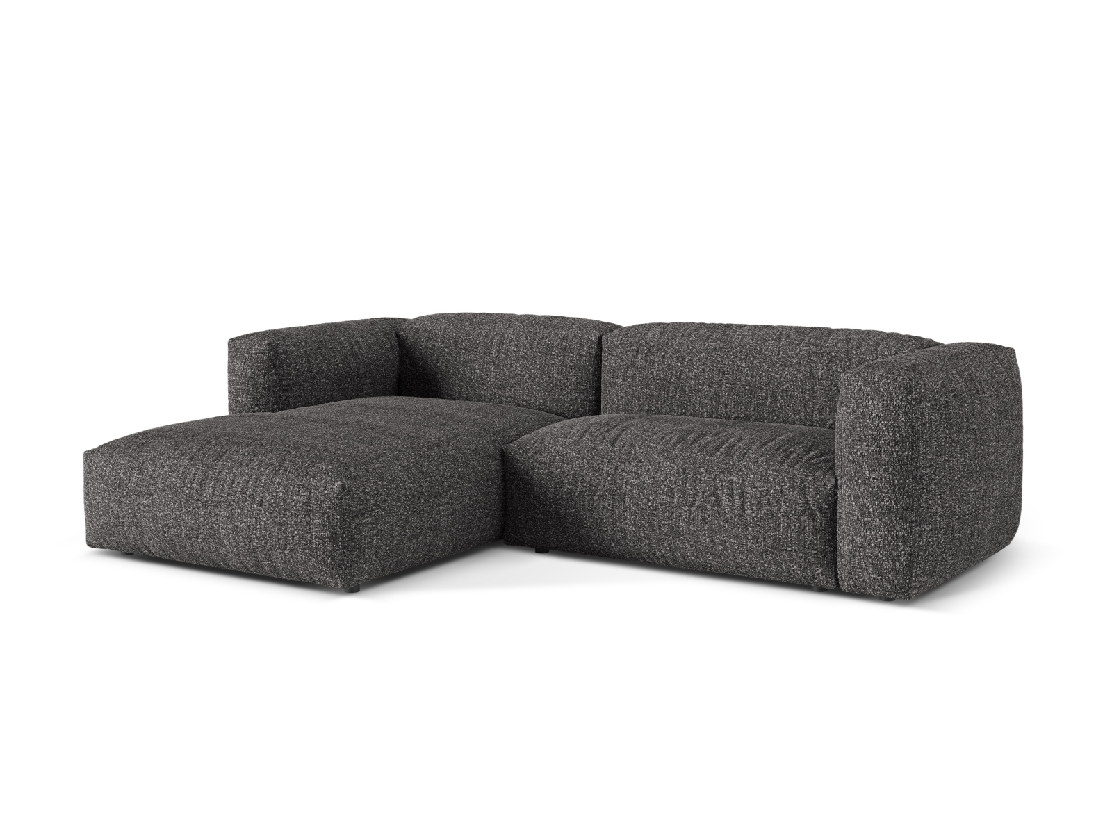 Boucle Modular Left Corner Sofa XL, "Martina", 2 Seats, 280x176x75