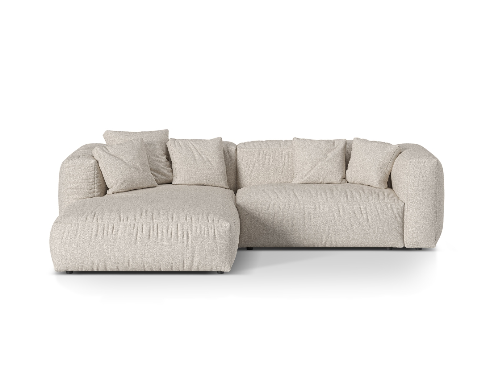 Boucle Modular Left Corner Sofa XL, "Martina", 2 Seats, 280x176x75