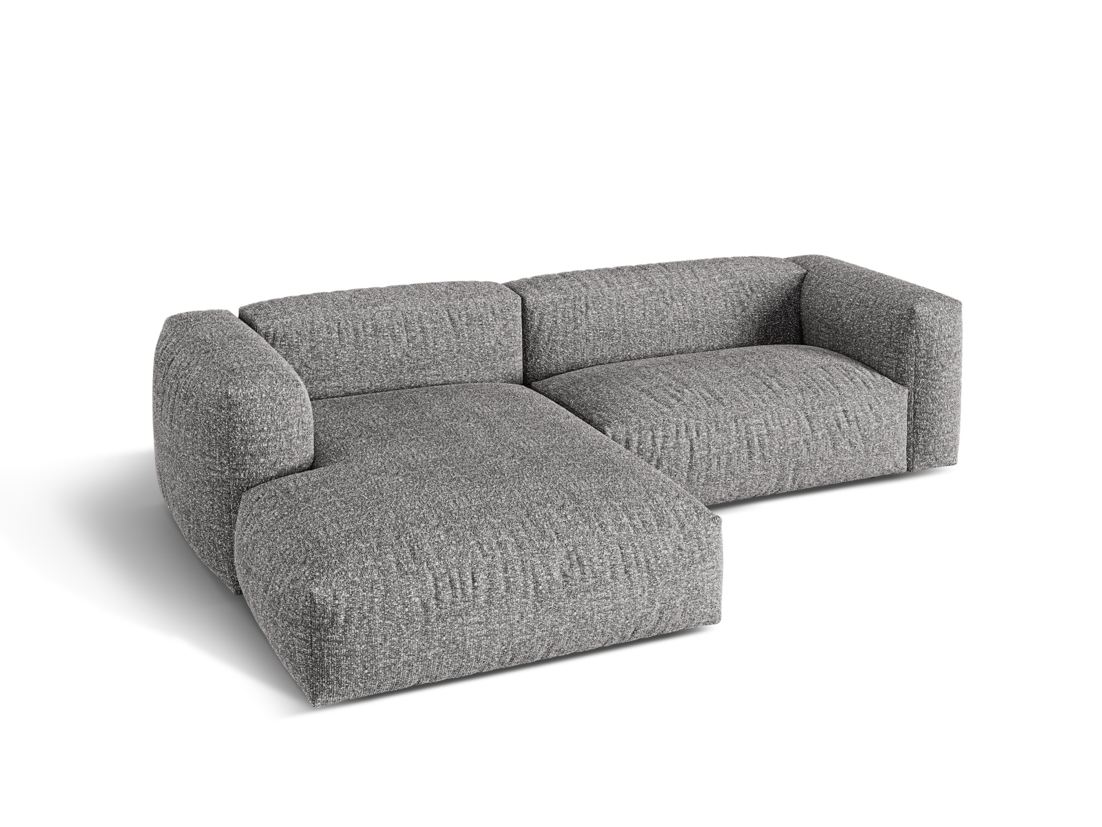 Boucle Modular Left Corner Sofa XL, "Martina", 2 Seats, 280x176x75
