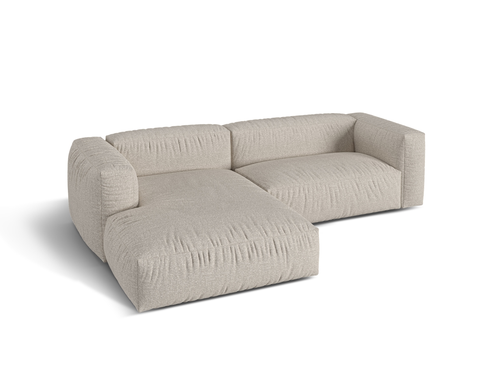 Boucle Modular Left Corner Sofa XL, "Martina", 2 Seats, 280x176x75