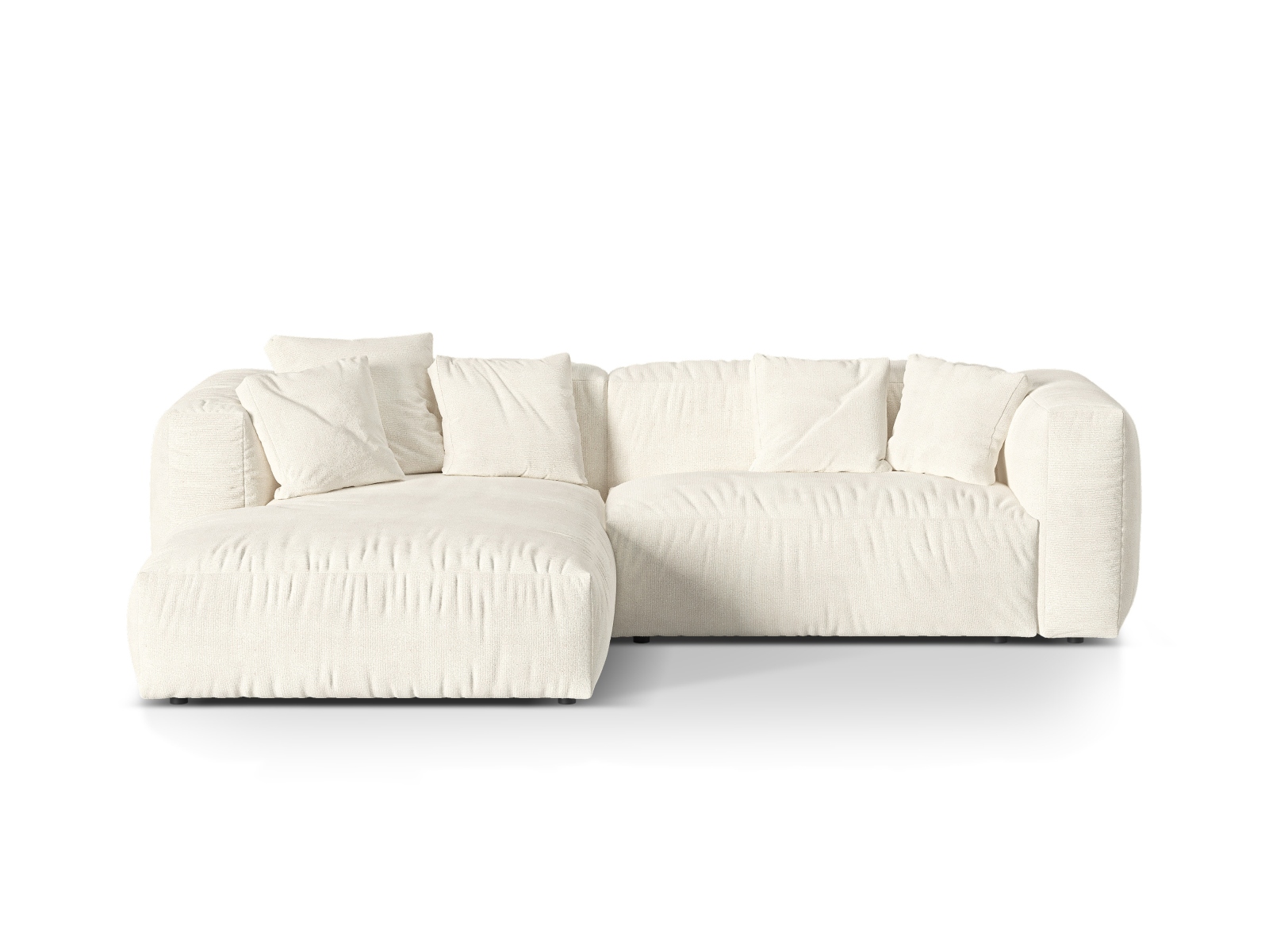 Boucle Modular Left Corner Sofa XL, "Martina", 2 Seats, 280x176x75