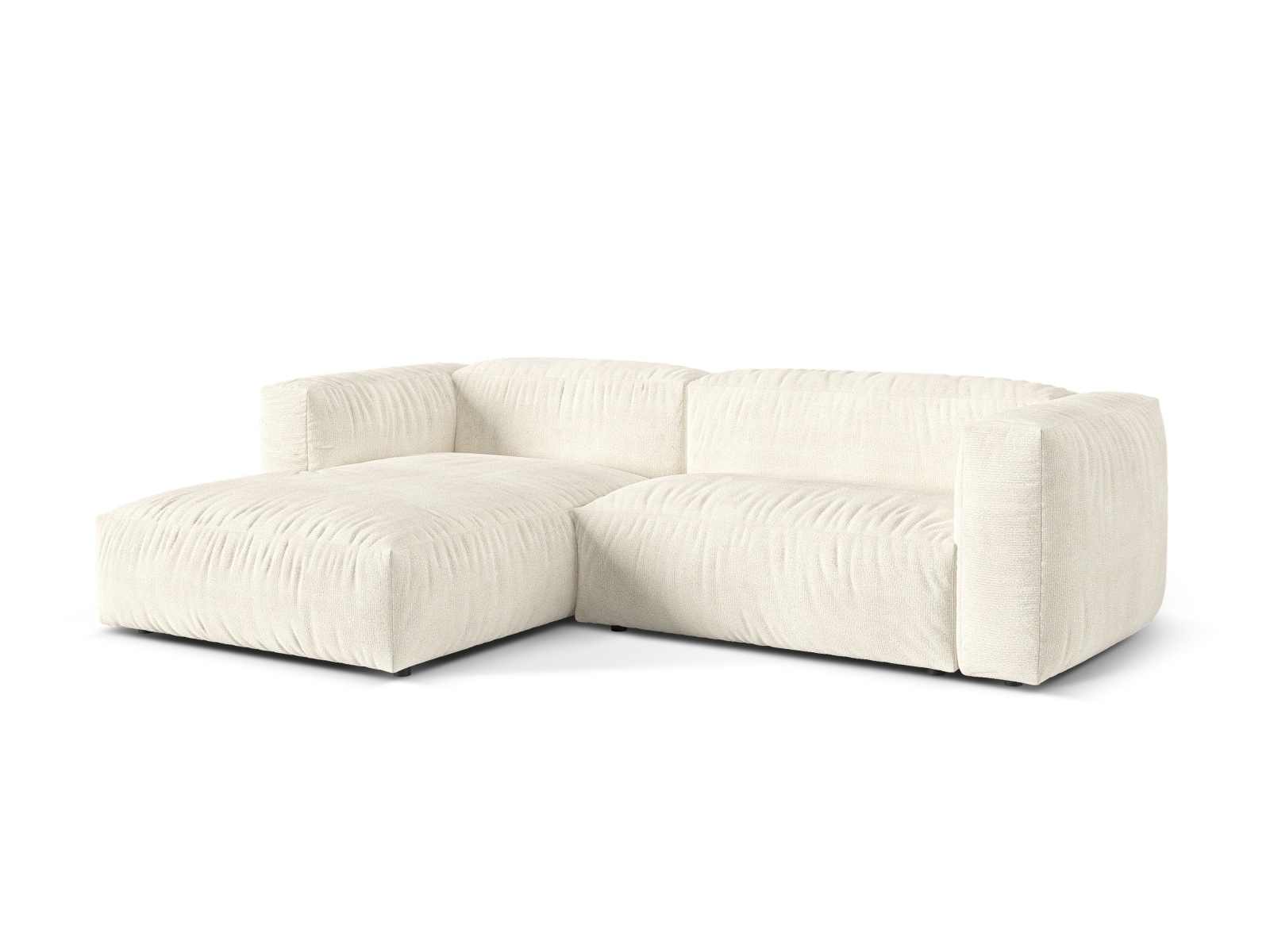 Boucle Modular Left Corner Sofa XL, "Martina", 2 Seats, 280x176x75