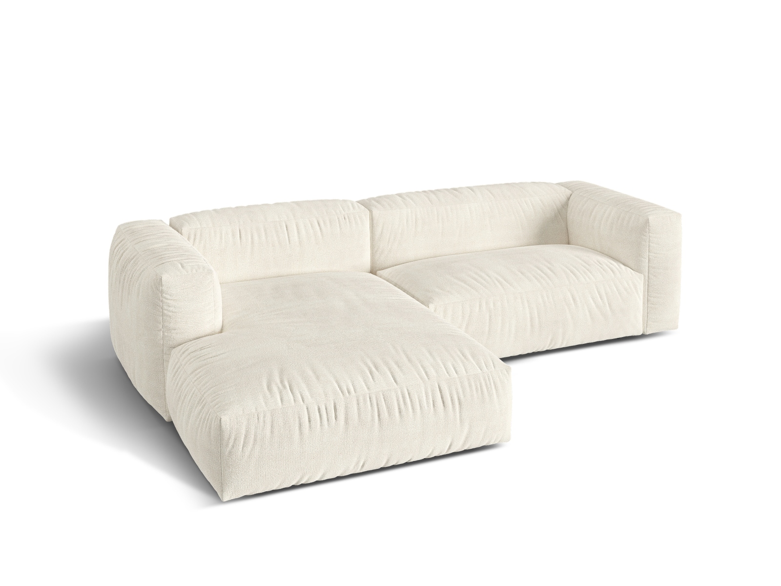 Boucle Modular Left Corner Sofa XL, "Martina", 2 Seats, 280x176x75