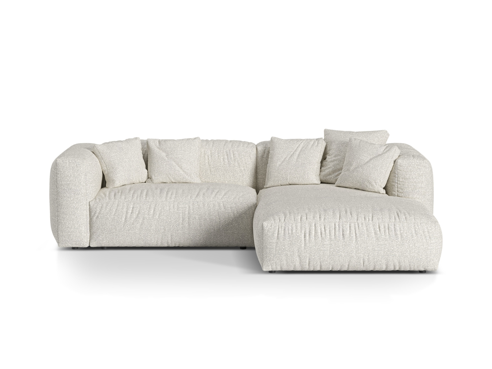 Boucle Modular Right Corner Sofa XL, "Martina", 2 Seats, 280x176x75