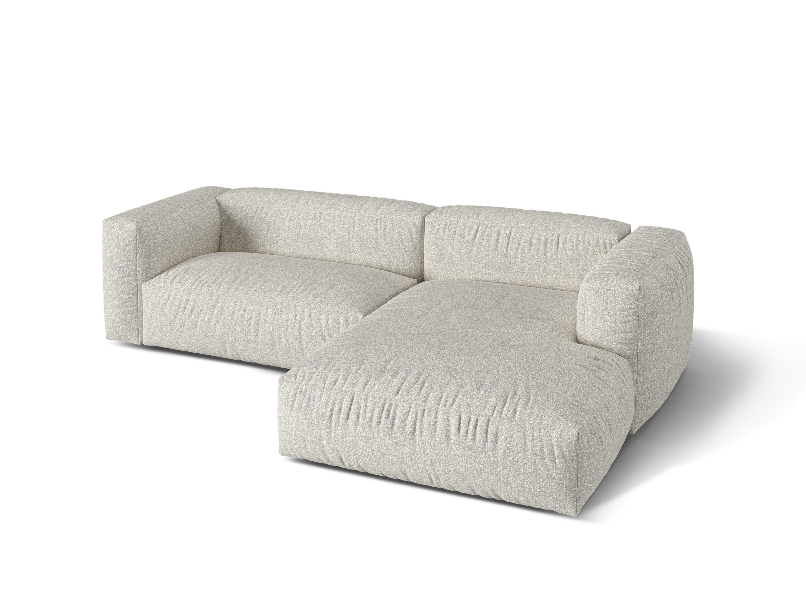 Boucle Modular Right Corner Sofa XL, "Martina", 2 Seats, 280x176x75