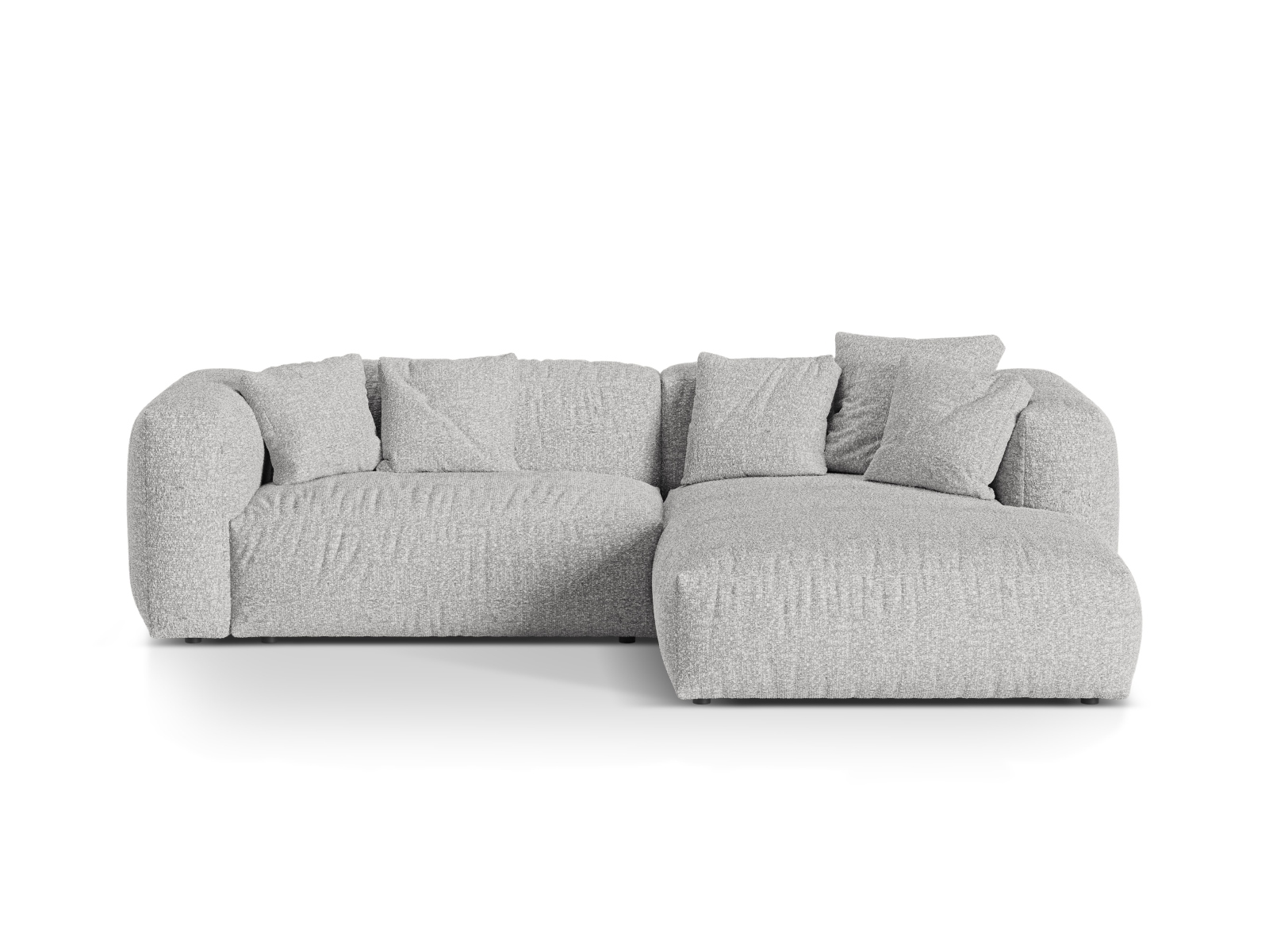 Boucle Modular Right Corner Sofa XL, "Martina", 2 Seats, 280x176x75