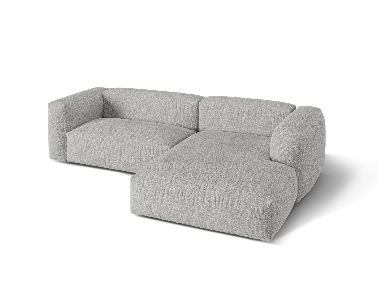 Boucle Modular Right Corner Sofa XL, "Martina", 2 Seats, 280x176x75